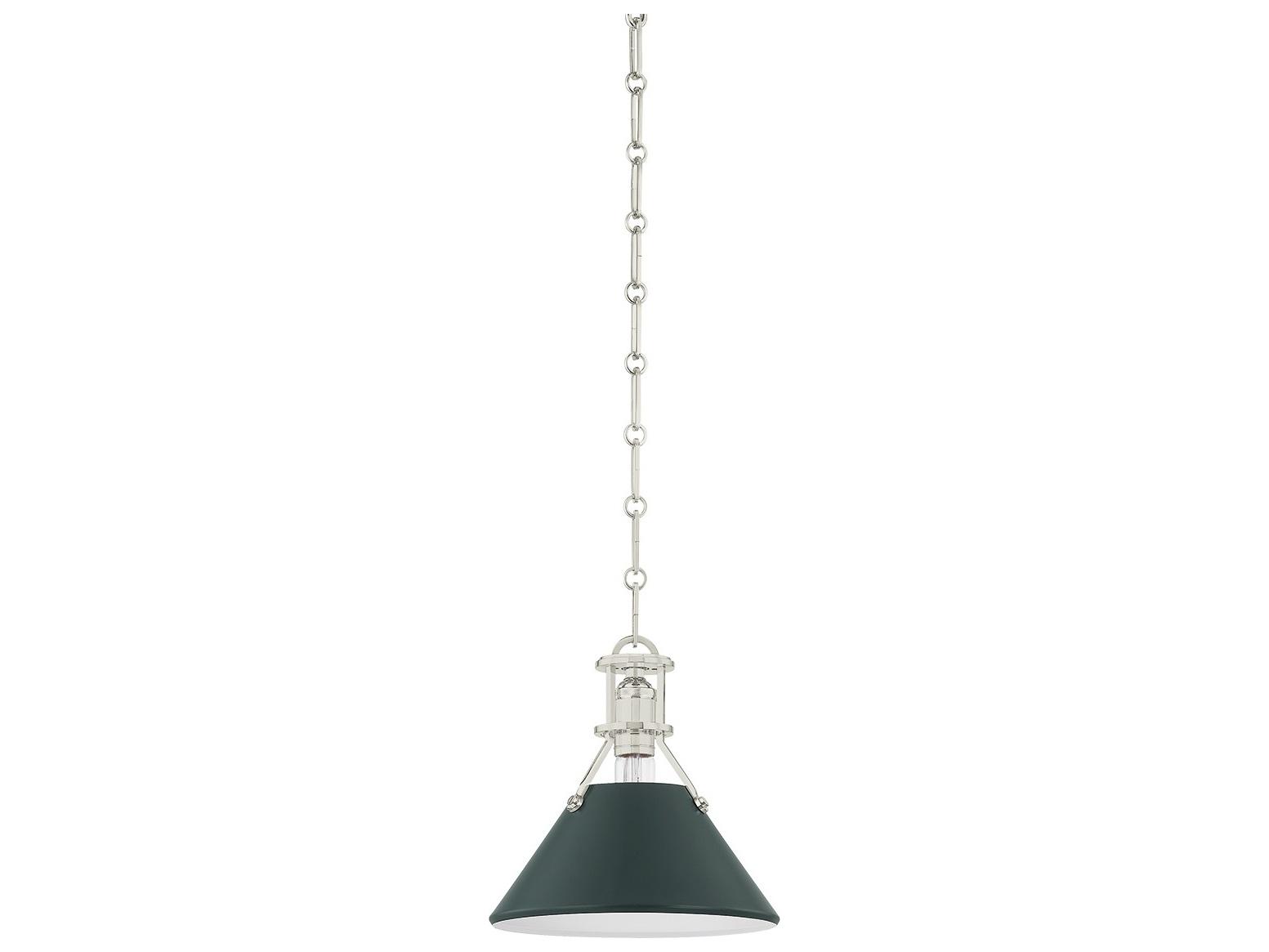 Hudson Valley Painted No. 2 1-Light Polished Nickel Soft Studio Green Mini Pendant