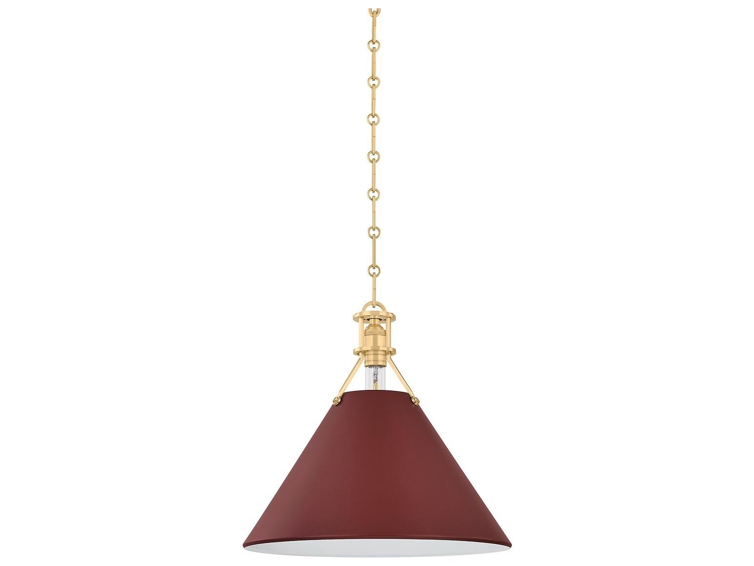 Hudson Valley Painted No. 2 1-Light Aged Brass Soft Crimson Red Pendant