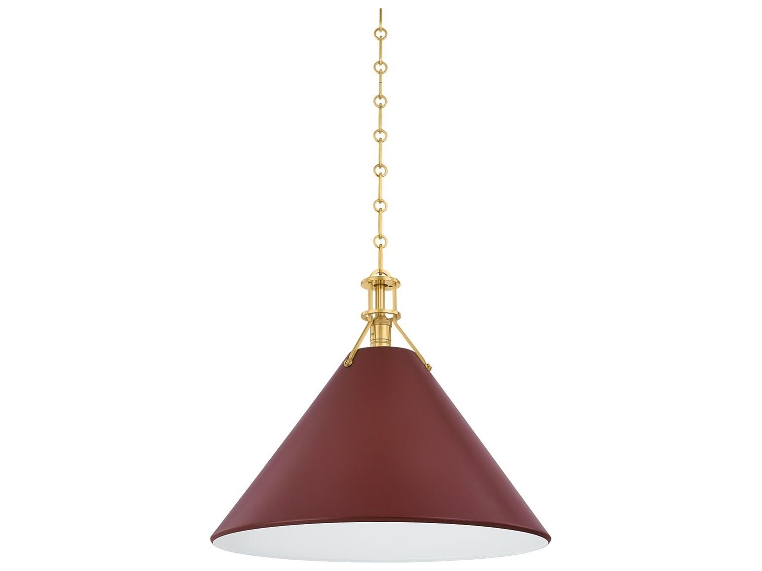 Hudson Valley Painted No. 2 1-Light Aged Brass Soft Crimson Red Pendant