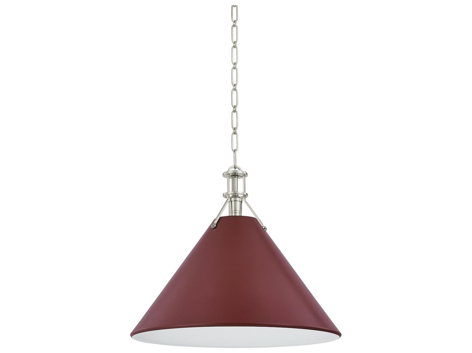 Hudson Valley Painted No. 2 1-Light Polished Nickel Soft Crimson Red Pendant