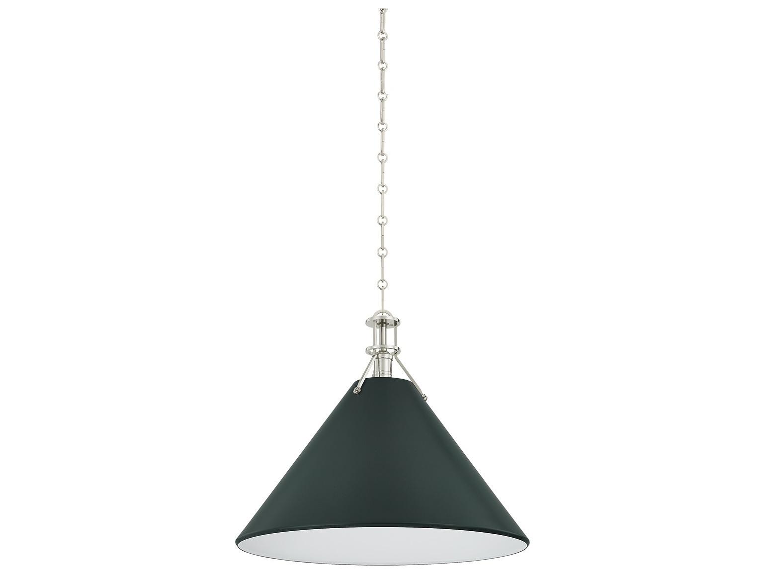 Hudson Valley Painted No. 2 1-Light Polished Nickel Soft Studio Green Pendant