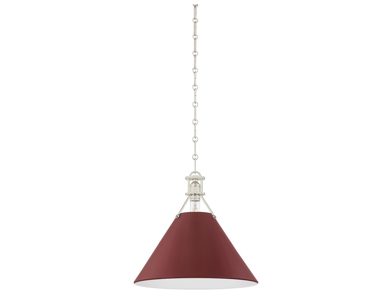 Hudson Valley Painted No. 2 1-Light Polished Nickel Soft Crimson Red Pendant