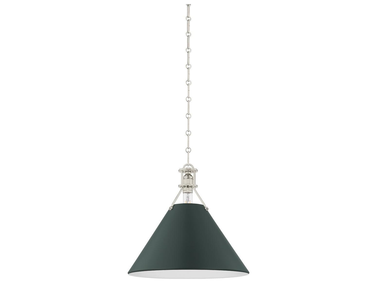 Hudson Valley Painted No. 2 1-Light Polished Nickel Soft Studio Green Pendant