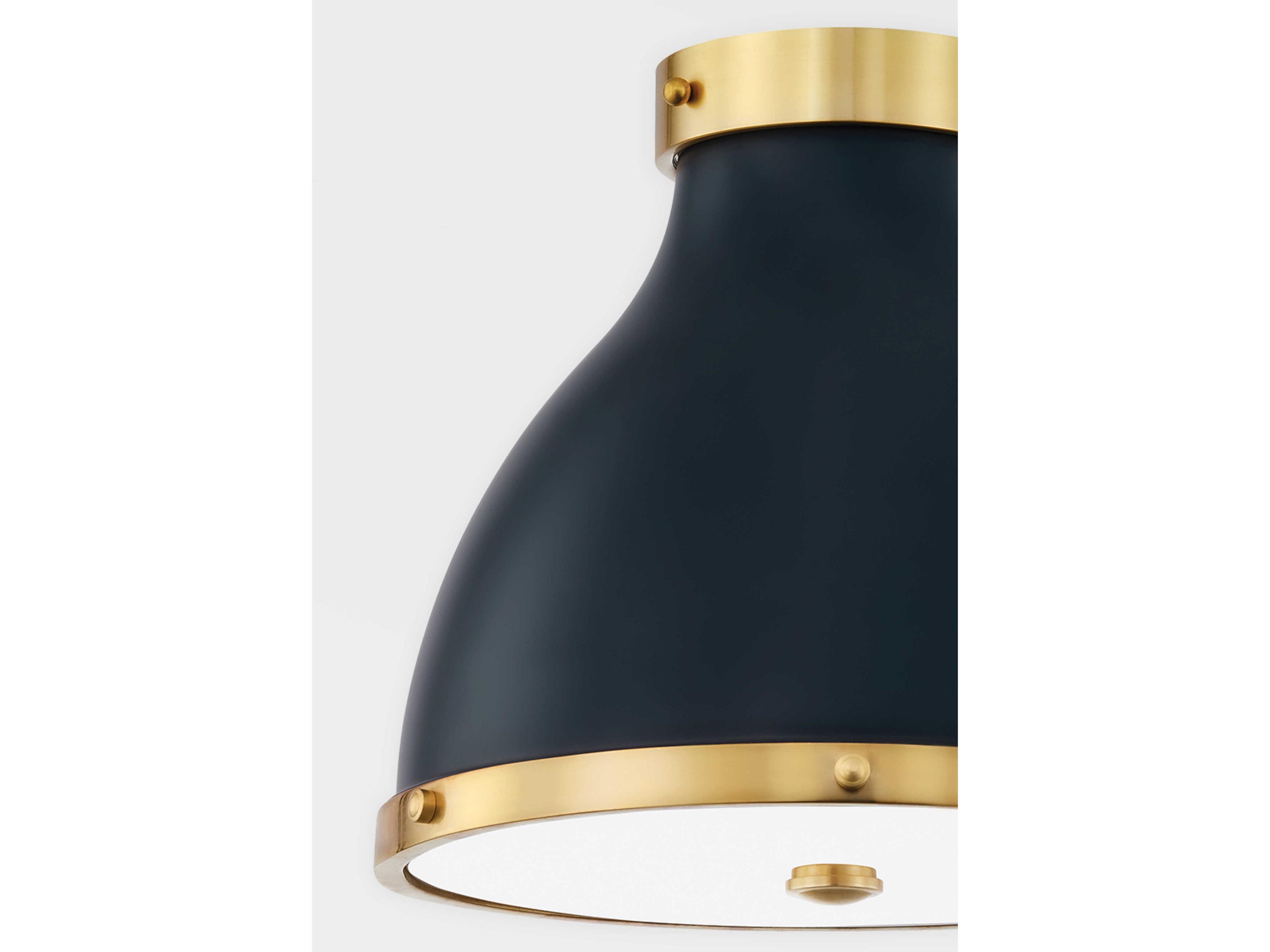 Hudson Valley Painted 2-Light Aged Brass darkest Blue Bell Flush Mount