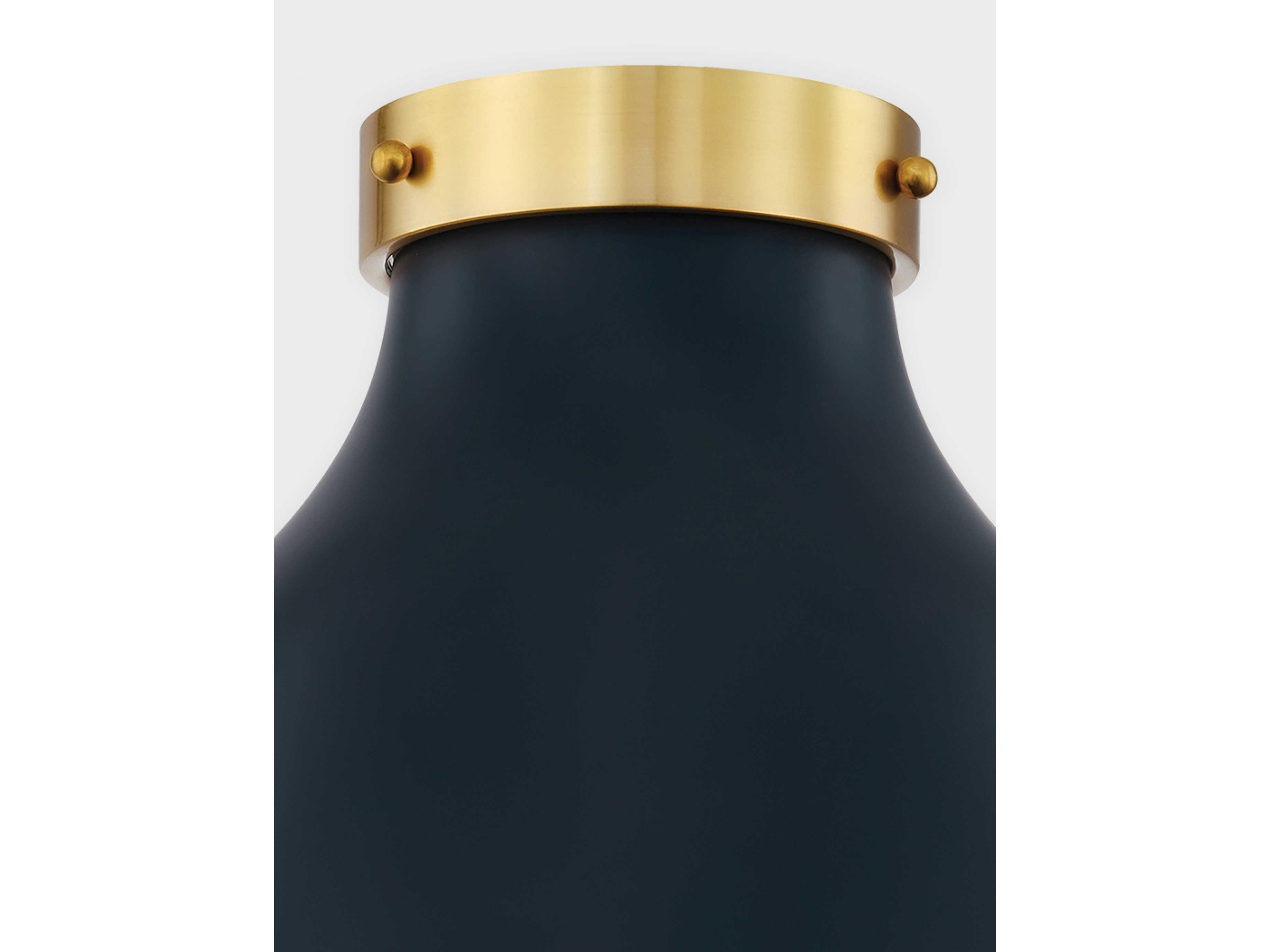 Hudson Valley Painted 2-Light Aged Brass darkest Blue Bell Flush Mount