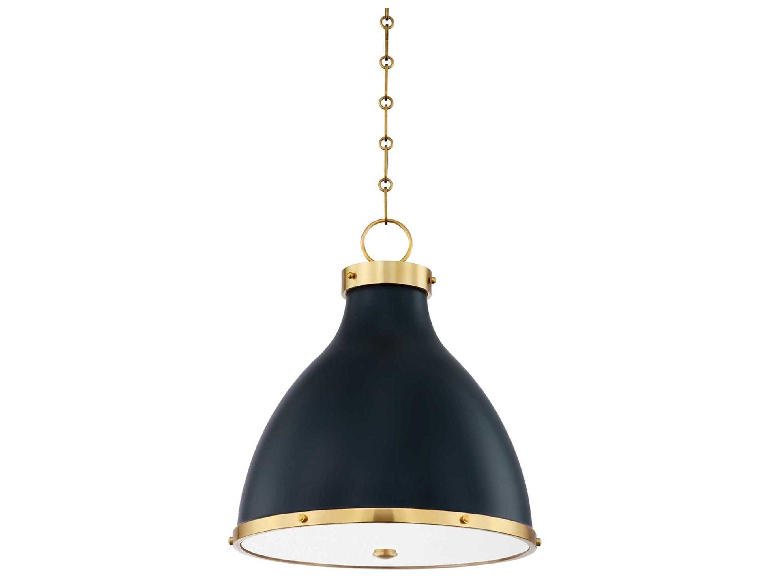 Hudson Valley Painted 2-Light Aged Brass darkest Blue Bell Pendant
