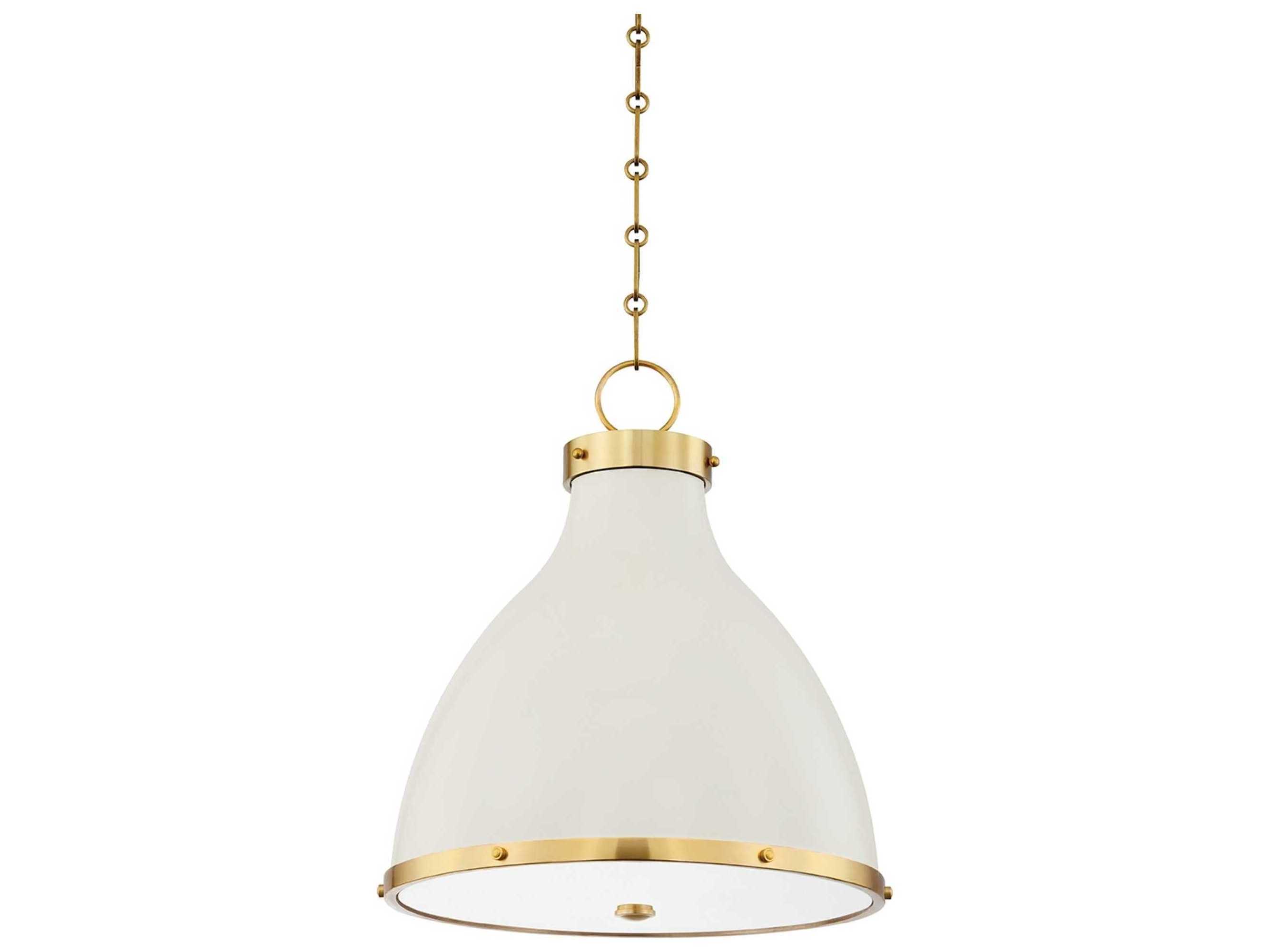 Hudson Valley Painted 2-Light Aged Brass off White Bell Pendant