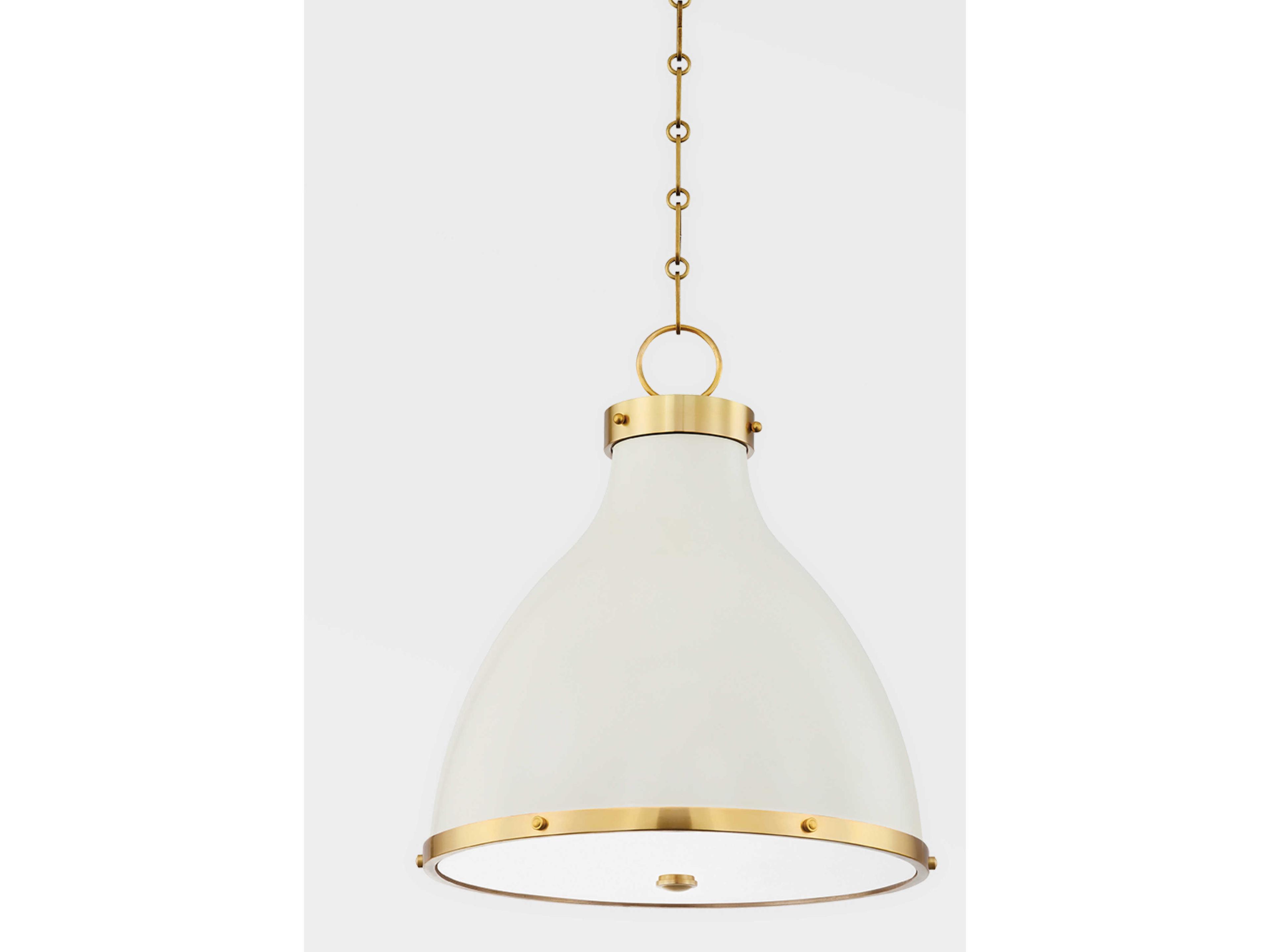 Hudson Valley Painted 2-Light Aged Brass off White Bell Pendant