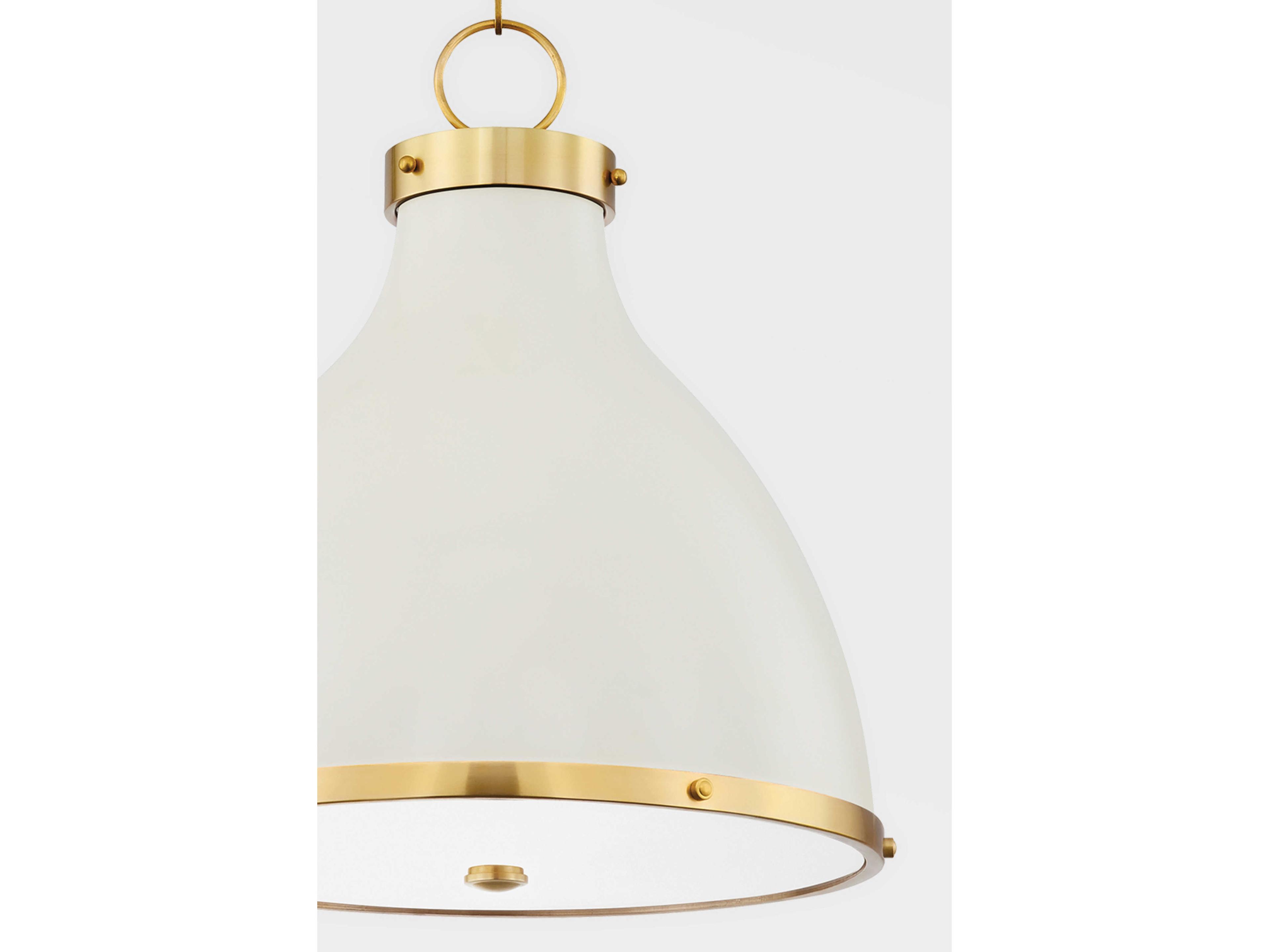 Hudson Valley Painted 2-Light Aged Brass off White Bell Pendant