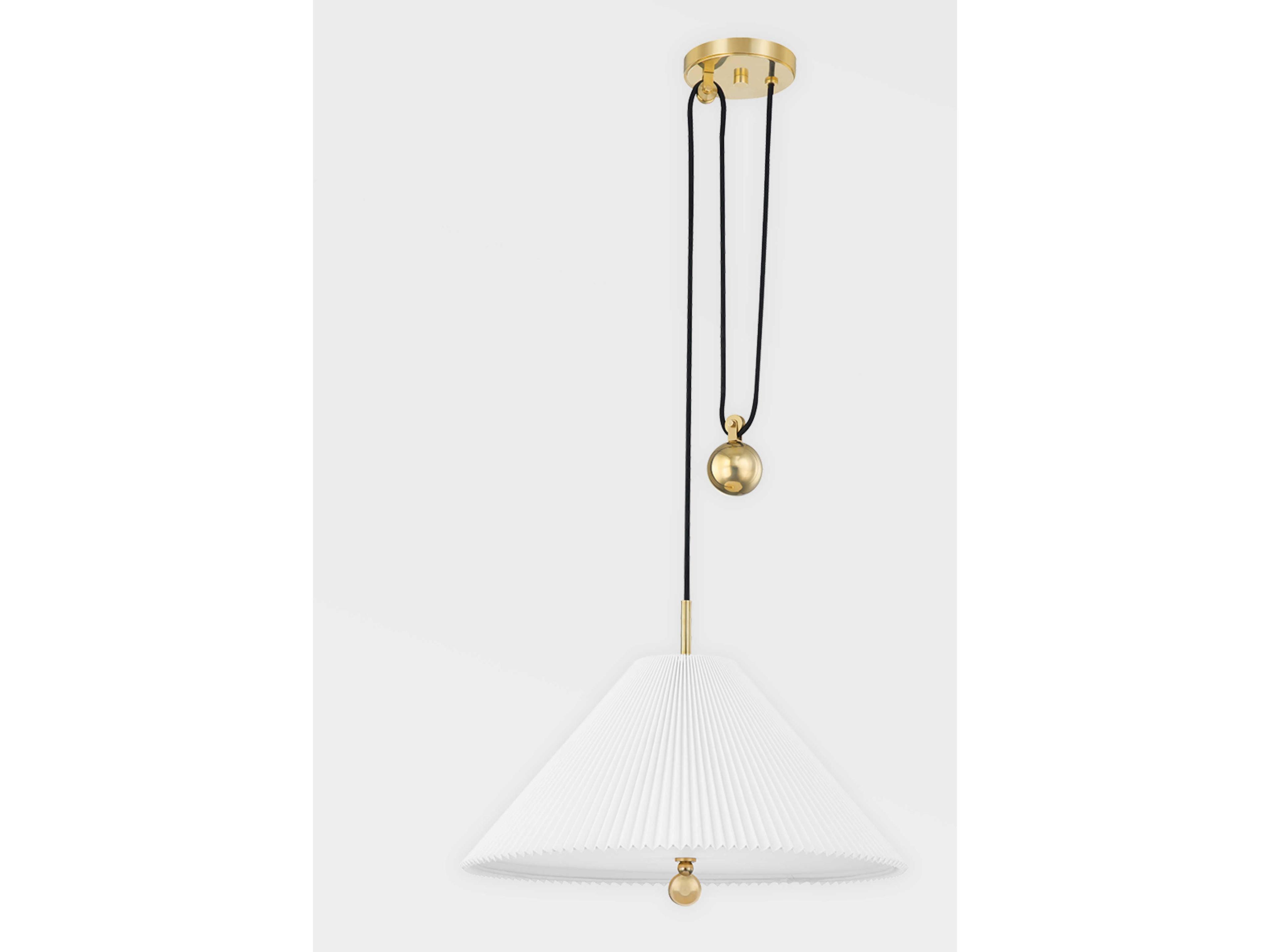 Hudson Valley Dorset 1-Light Aged Brass Opal Shiny Glass Pendant