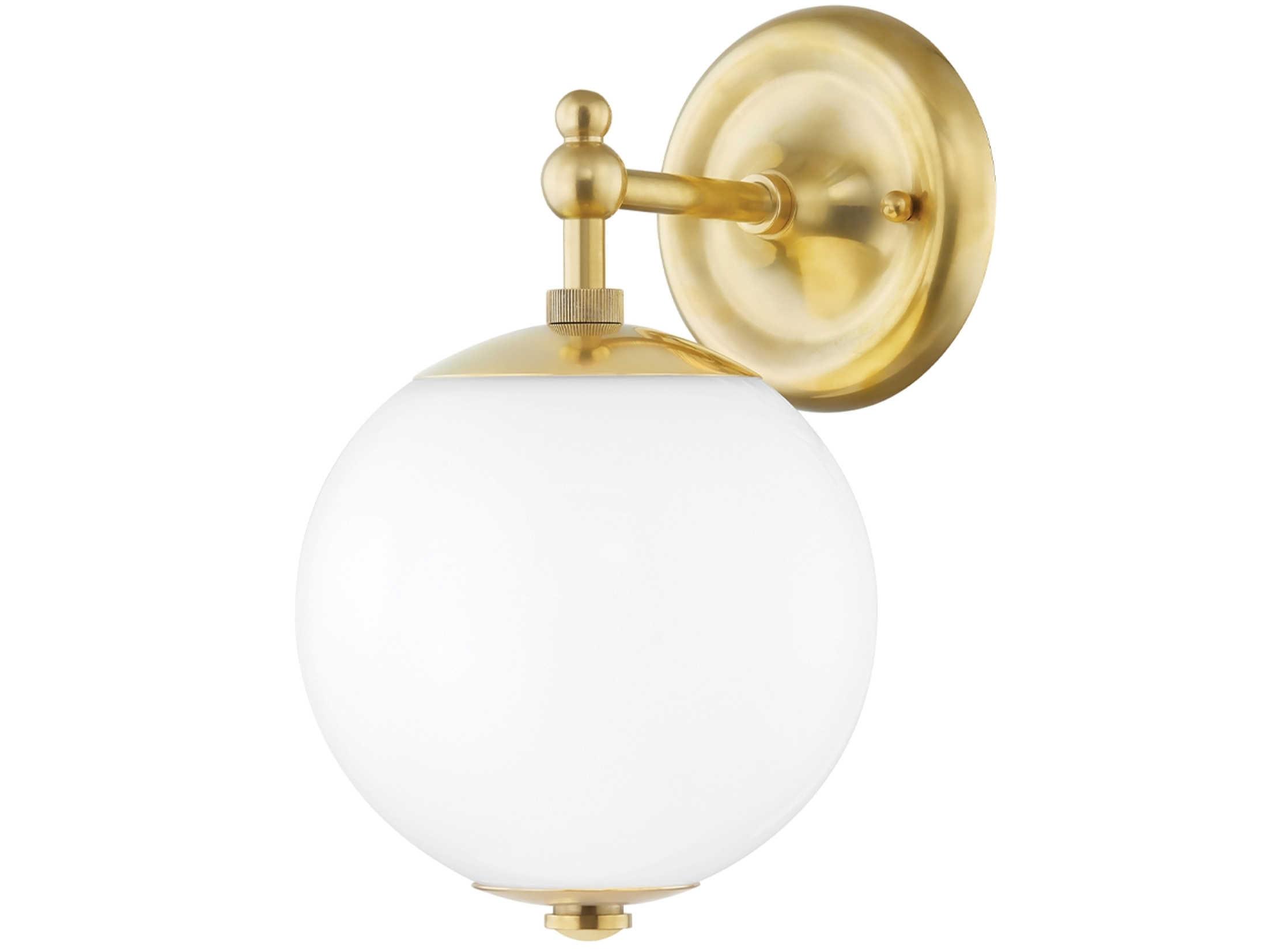 Hudson Valley Sphere 1-Light Aged Brass Clear Glass Wall Sconce
