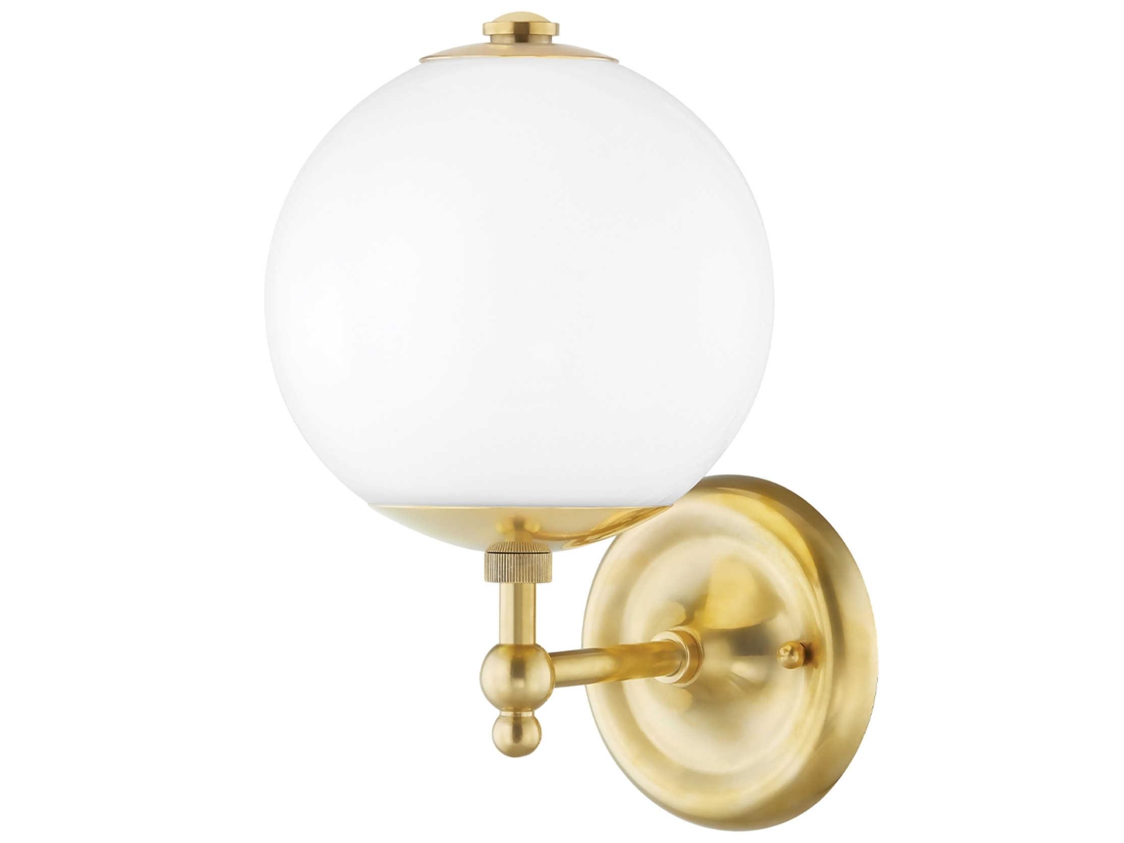Hudson Valley Sphere 1-Light Aged Brass Clear Glass Wall Sconce