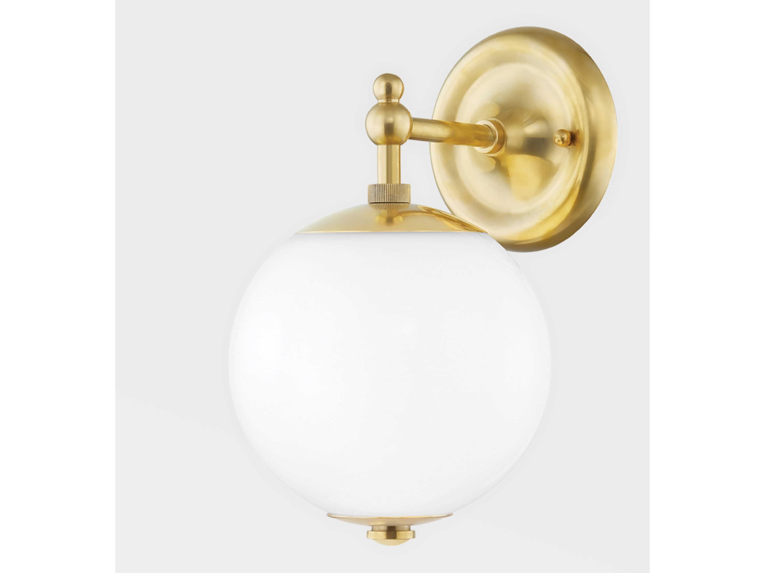 Hudson Valley Sphere 1-Light Aged Brass Clear Glass Wall Sconce