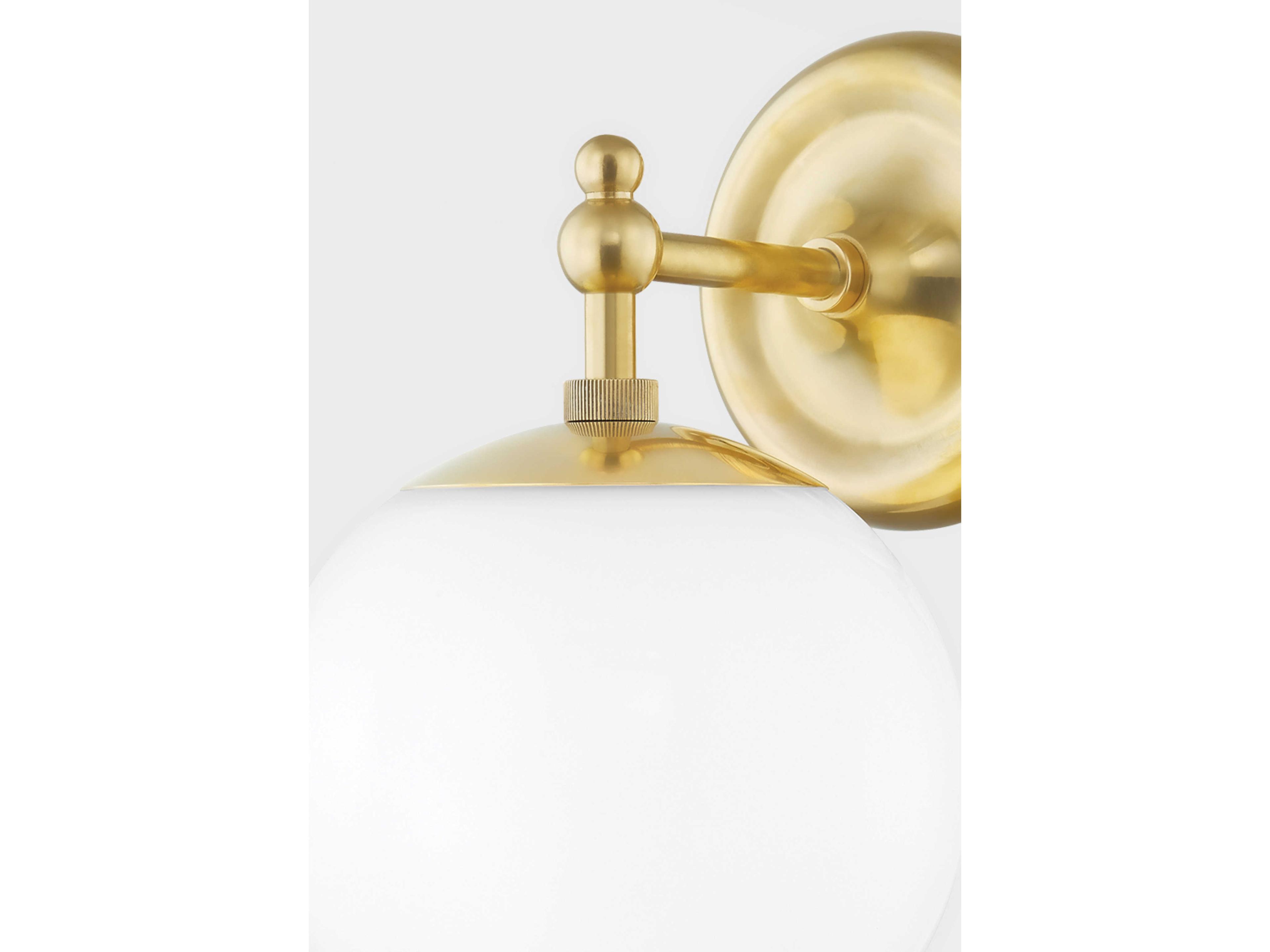 Hudson Valley Sphere 1-Light Aged Brass Clear Glass Wall Sconce