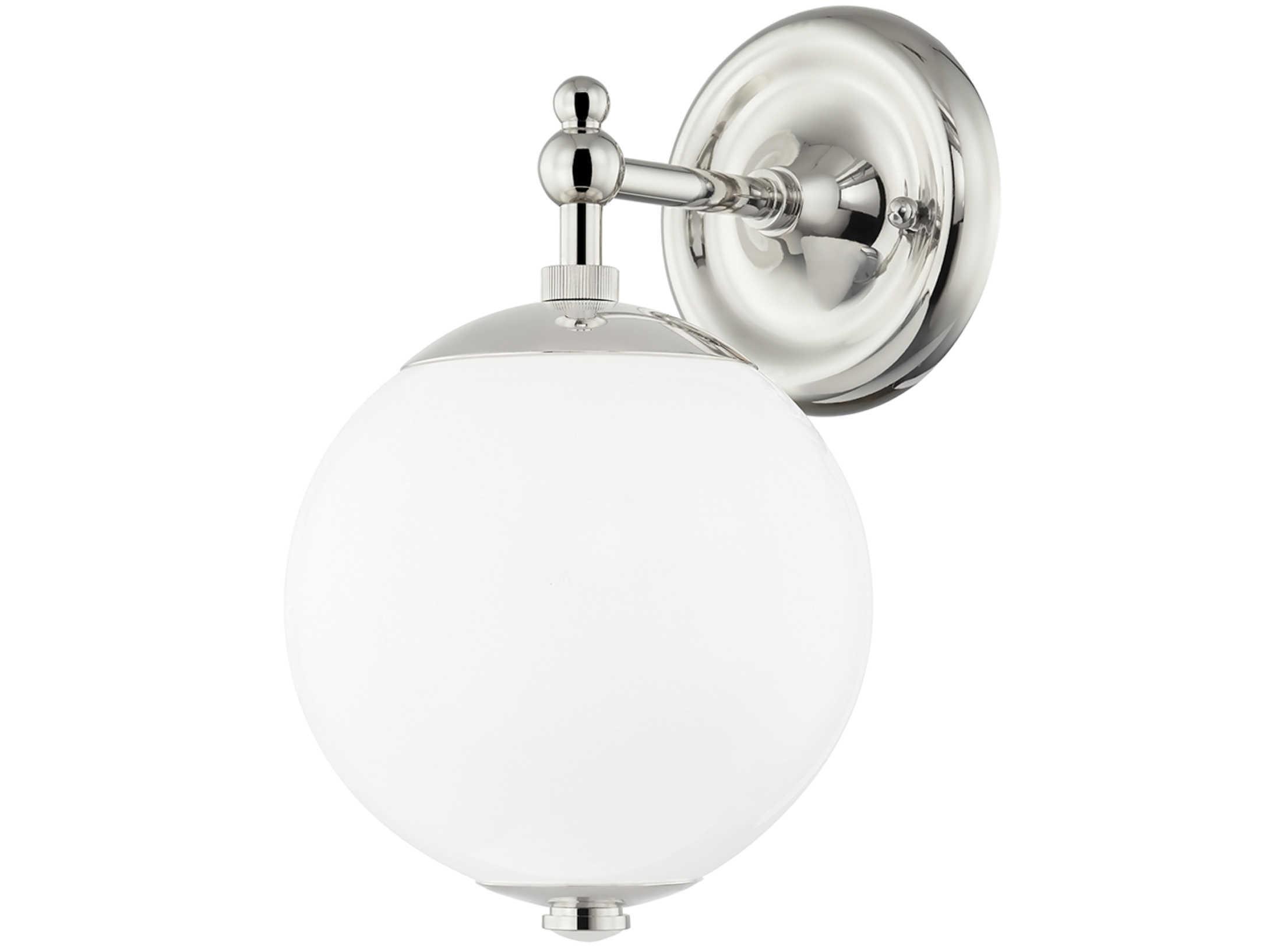 Hudson Valley Sphere 1-Light Polished Nickel Clear Glass Wall Sconce