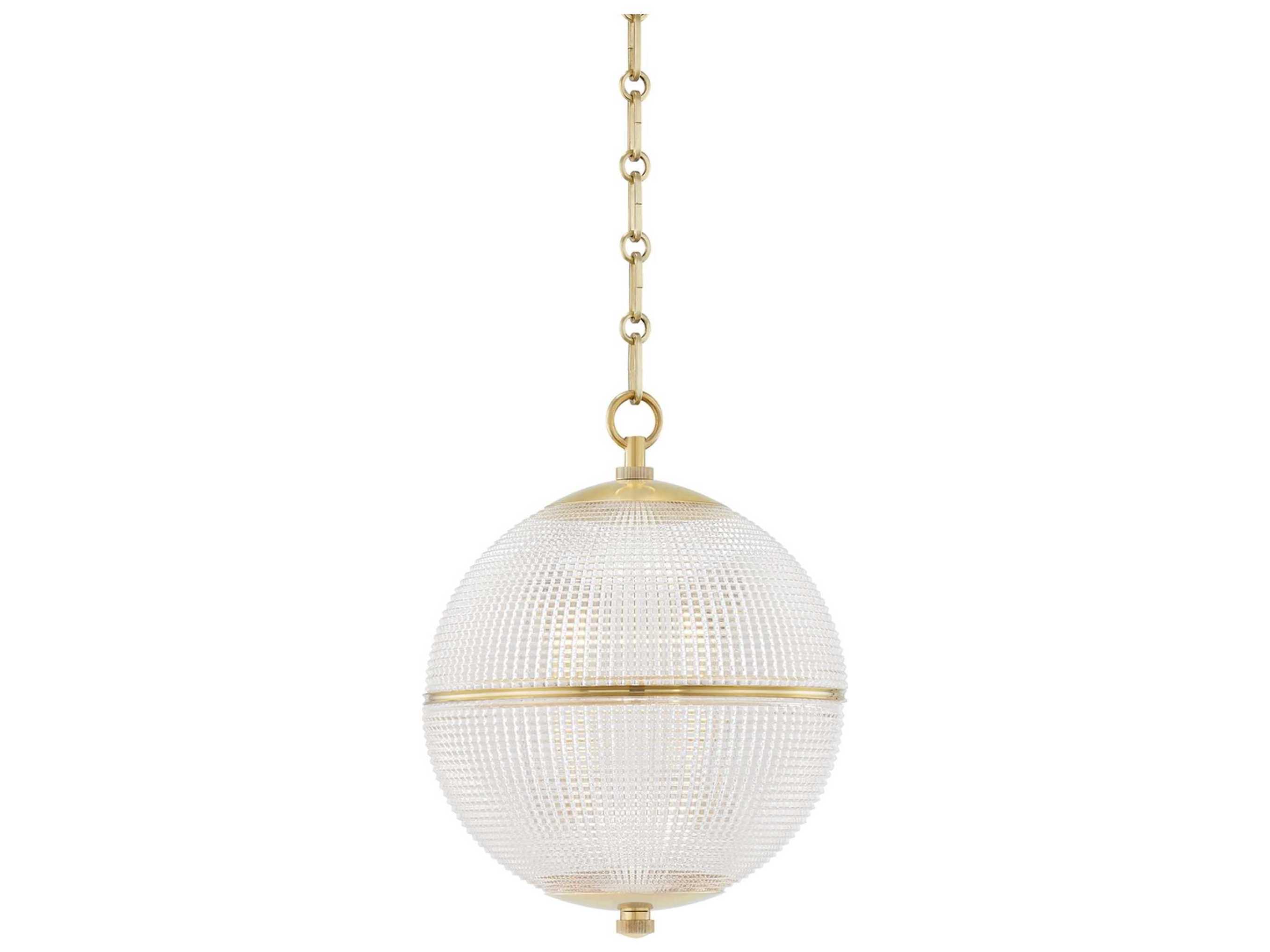 Hudson Valley Sphere 1-Light Aged Brass Clear Glass Globe Pendant