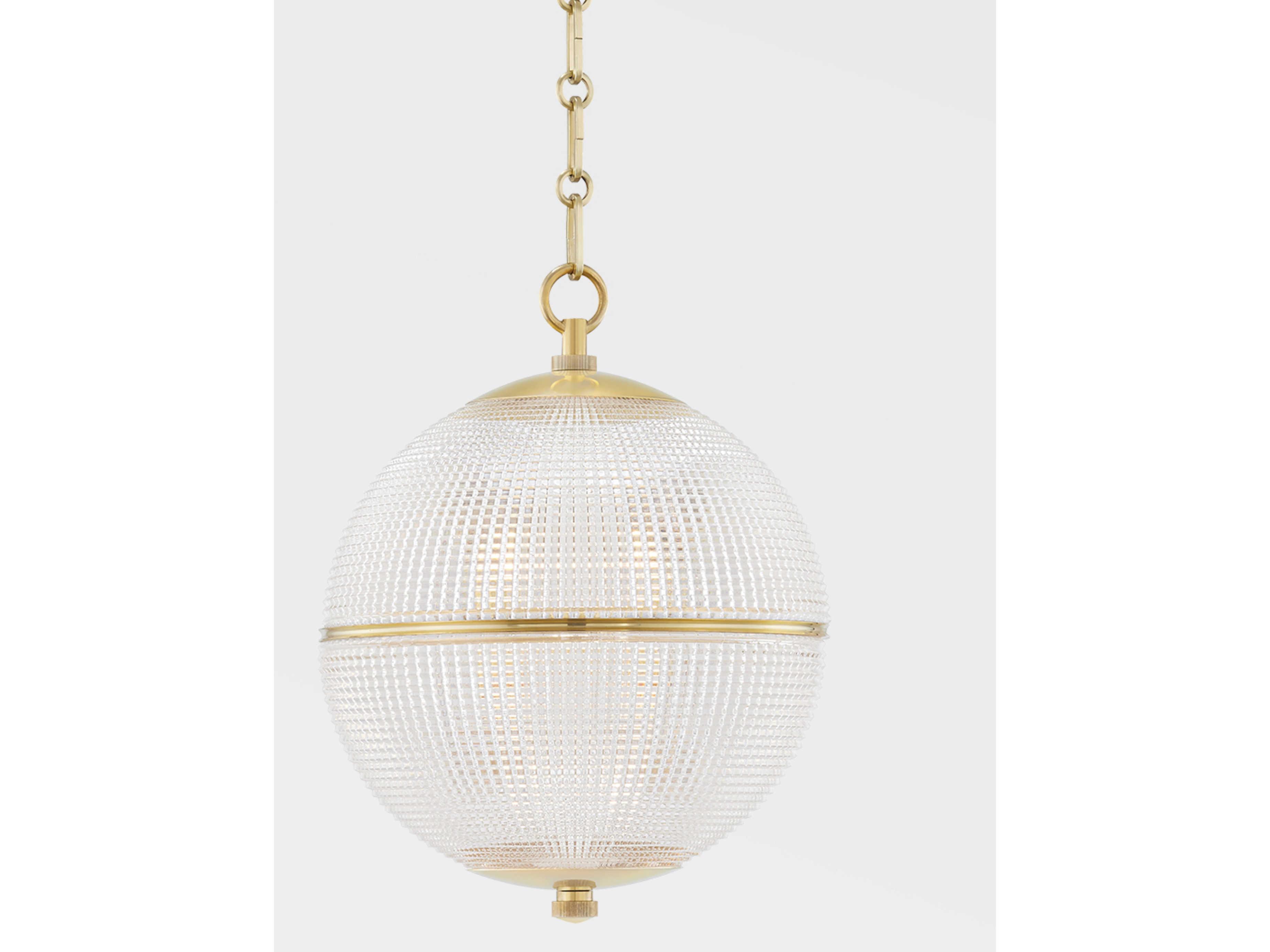 Hudson Valley Sphere 1-Light Aged Brass Clear Glass Globe Pendant