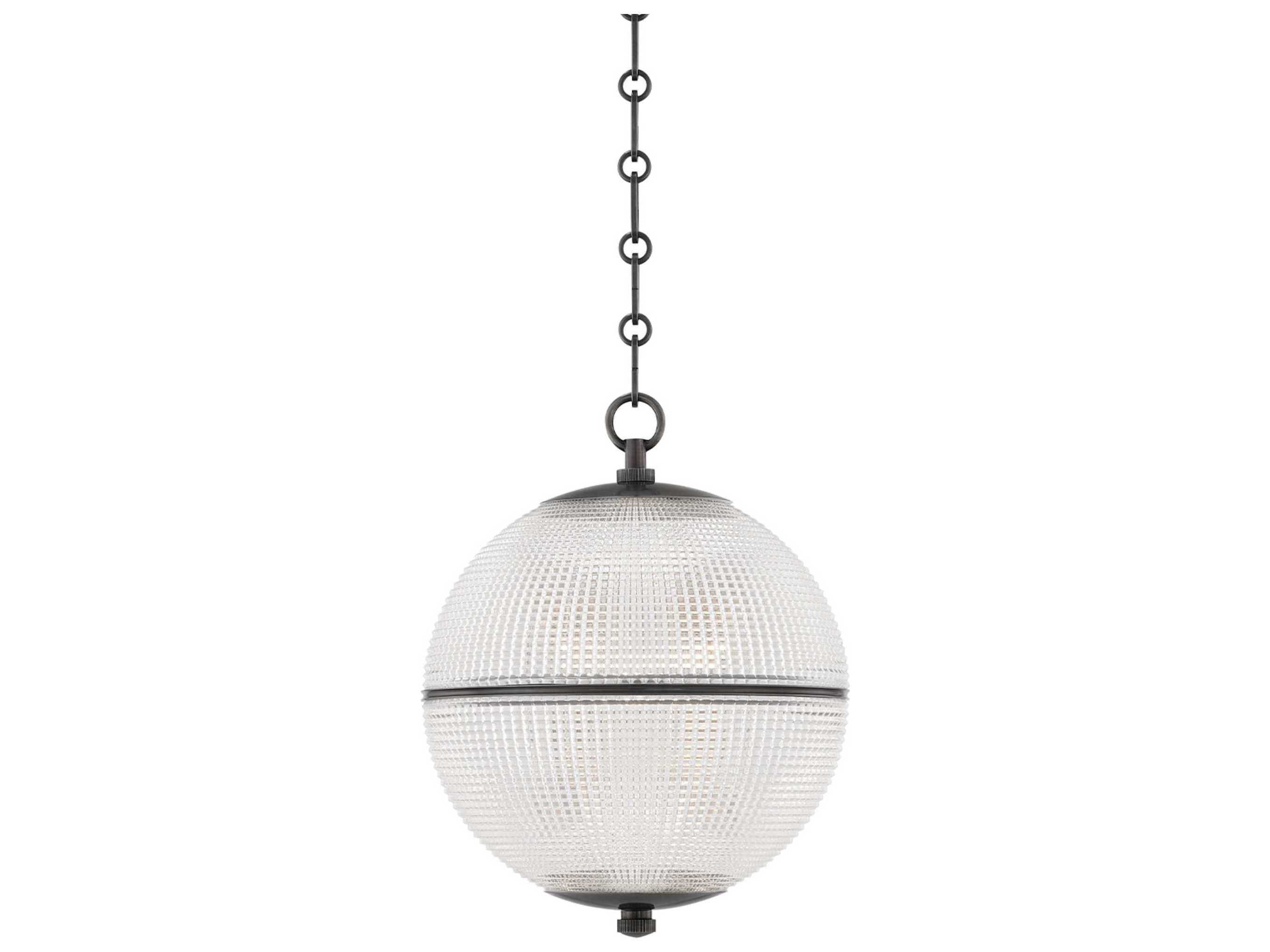 Hudson Valley Sphere 1-Light Distressed Bronze Clear Glass Globe Pendant