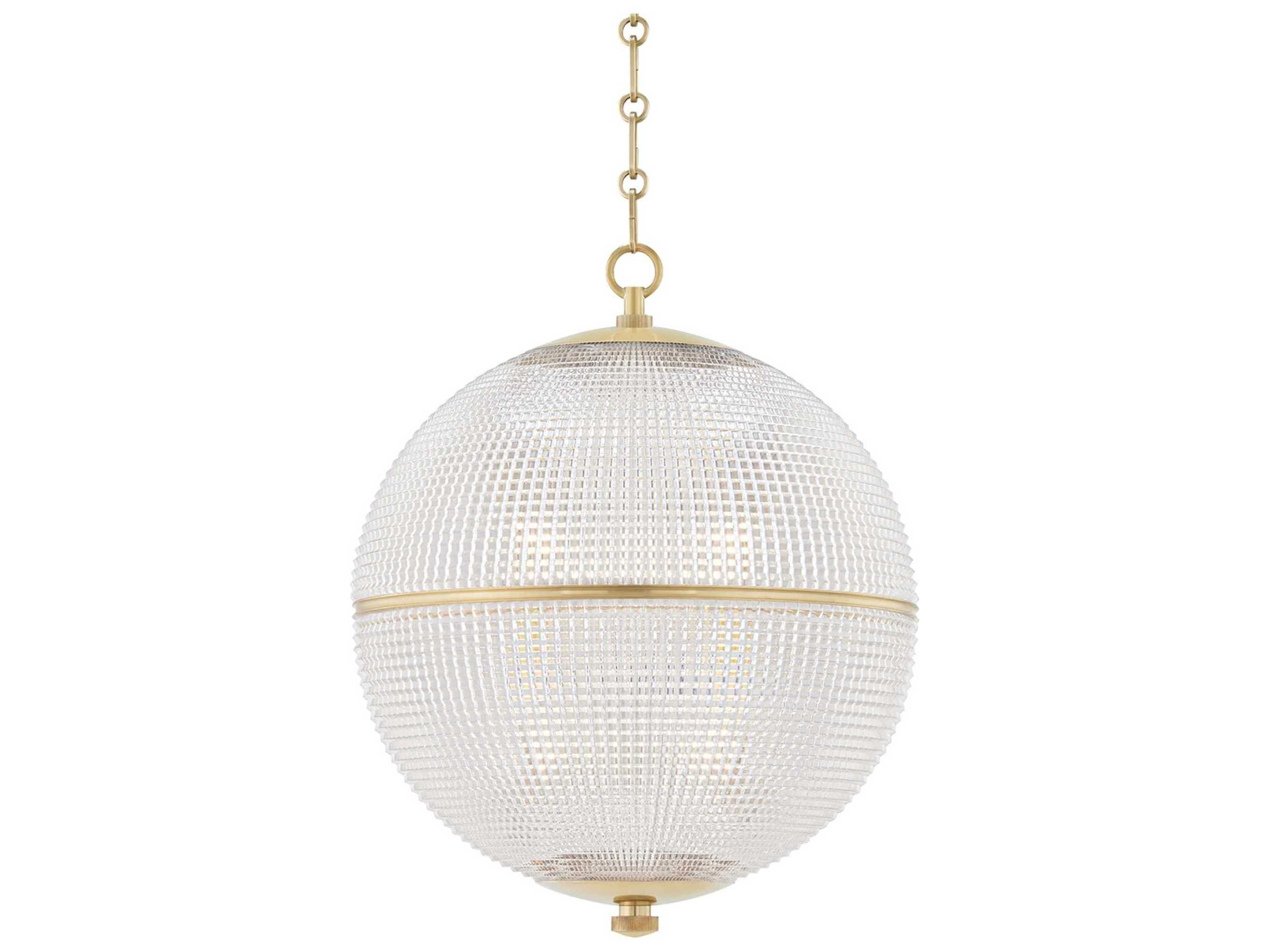 Hudson Valley Sphere 1-Light Aged Brass Clear Glass Globe Pendant
