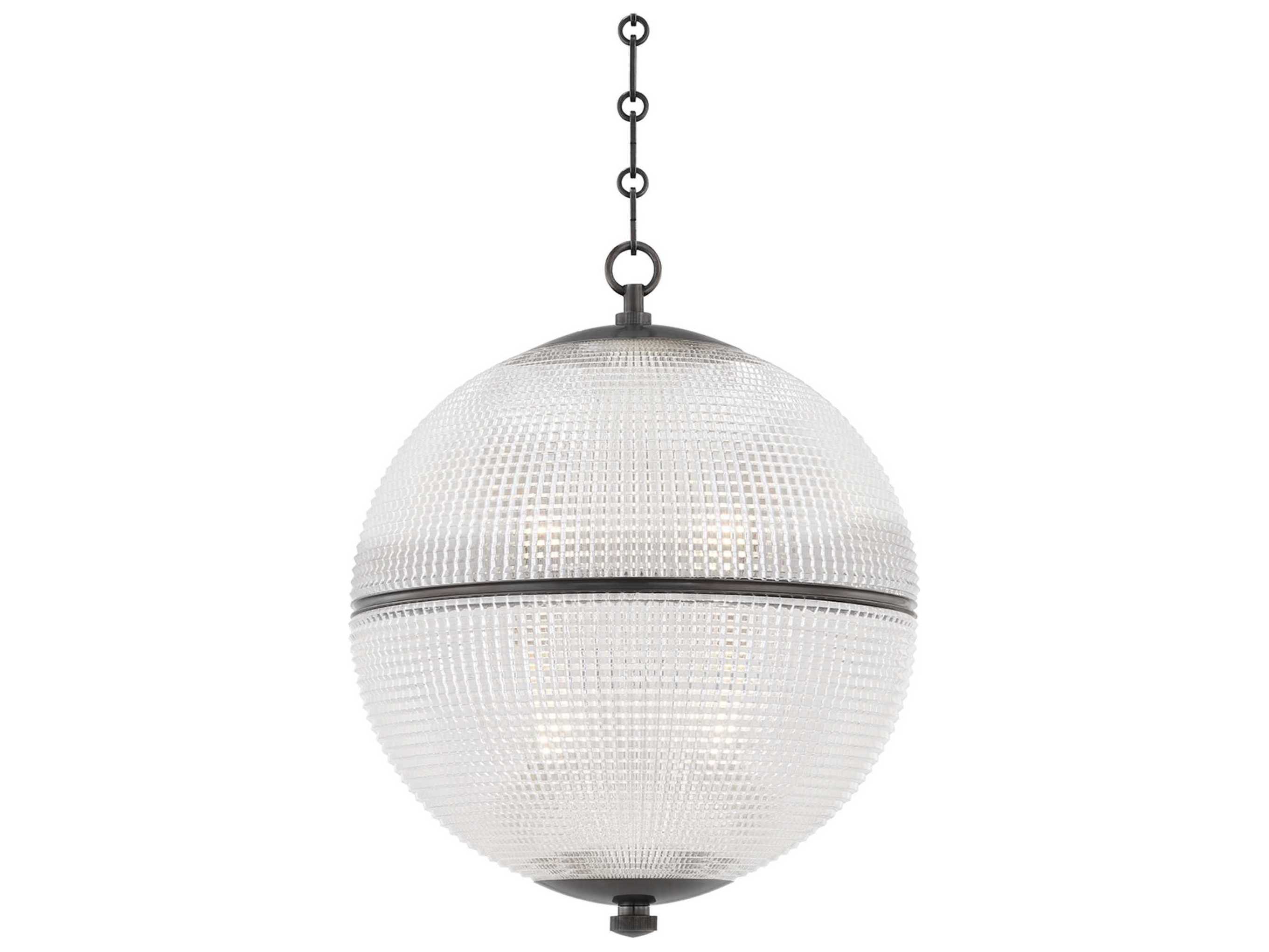 Hudson Valley Sphere 1-Light Distressed Bronze Clear Glass Globe Pendant