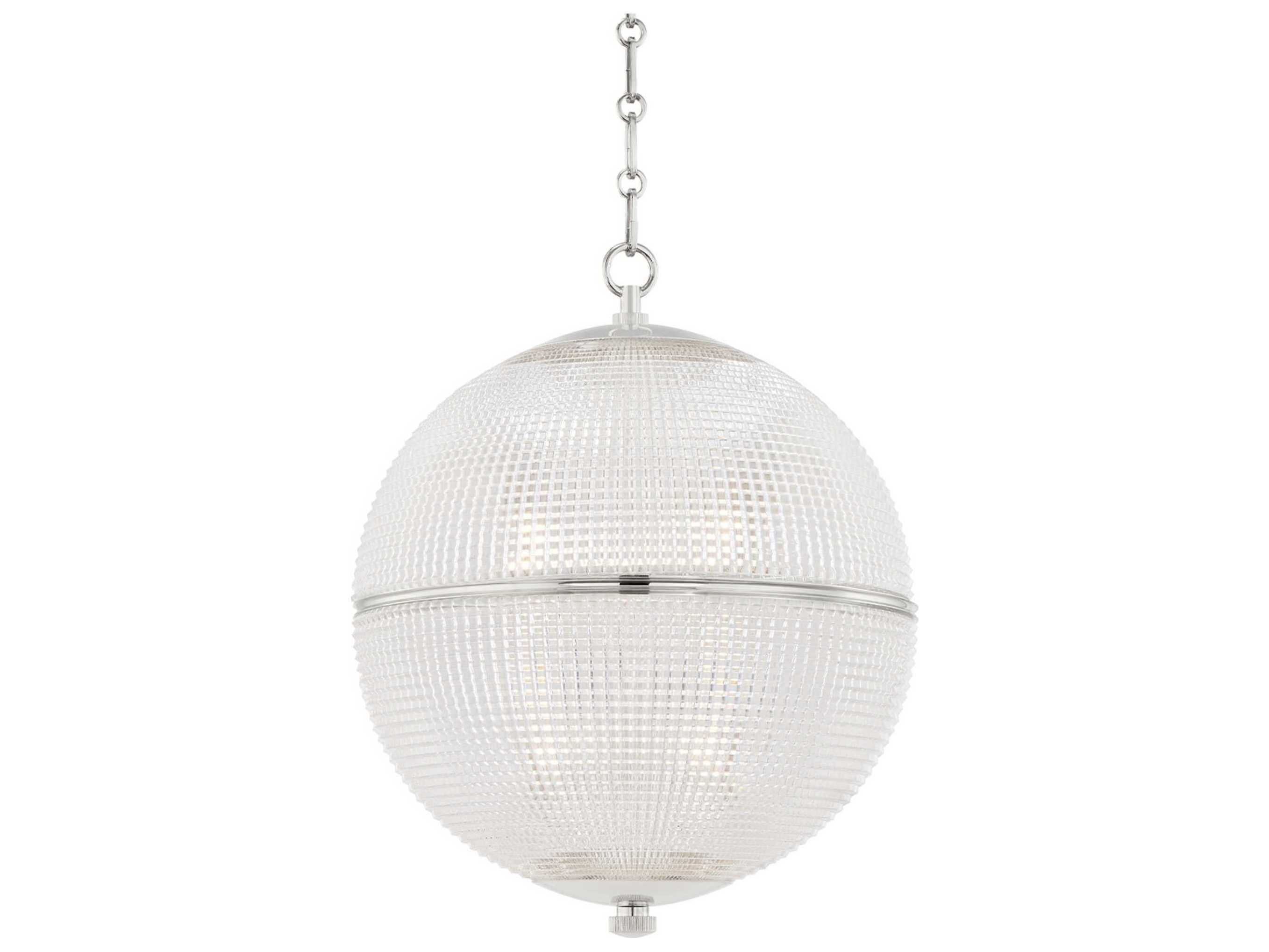 Hudson Valley Sphere 1-Light Polished Nickel Clear Glass Globe Pendant