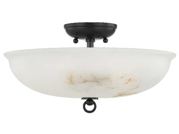 Hudson Valley Somerset 3-Light Distressed Bronze Glass Bowl Semi Flush Mount