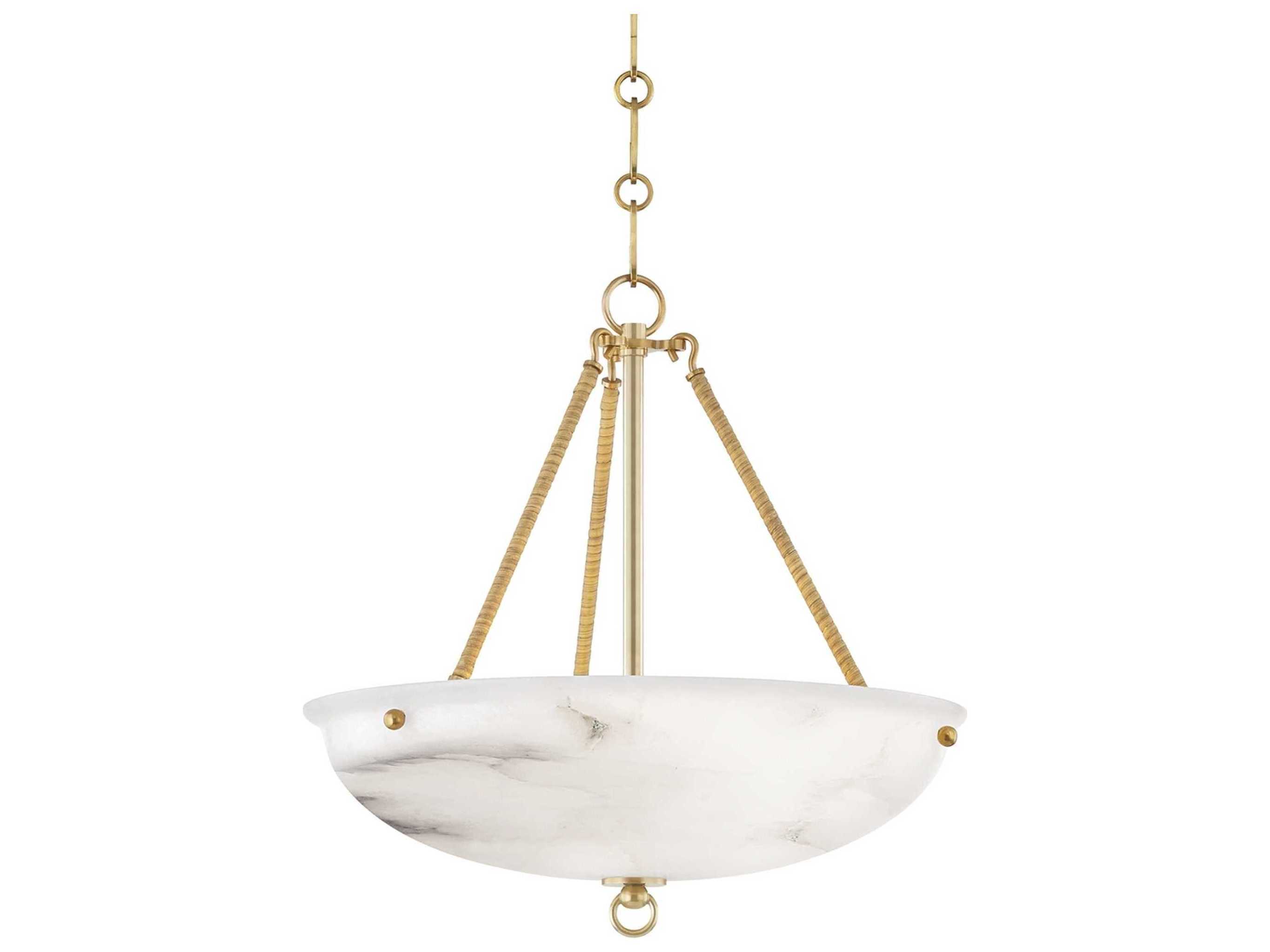 Hudson Valley Somerset 3-Light Aged Brass Alabaster Bowl Pendant