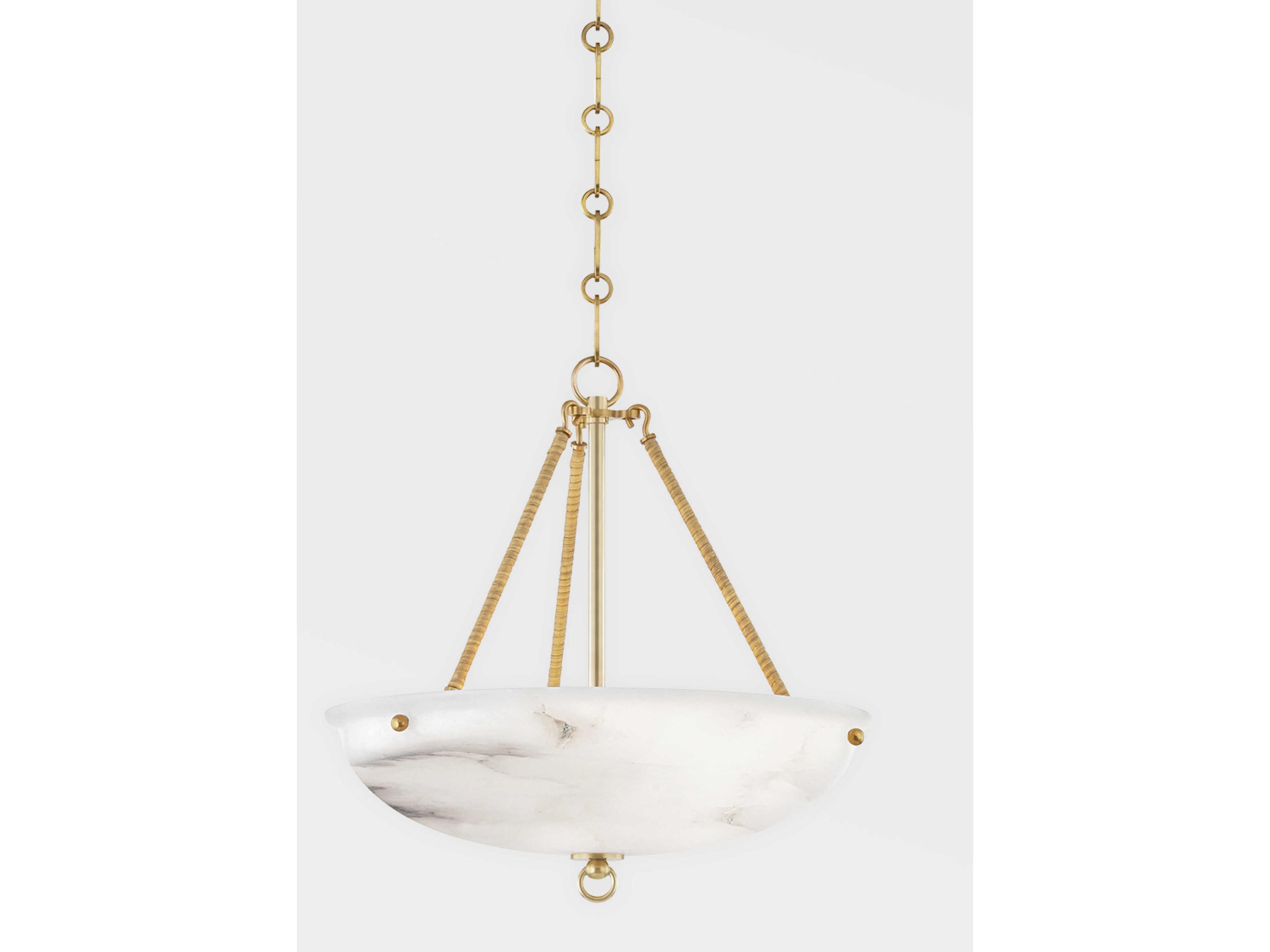 Hudson Valley Somerset 3-Light Aged Brass Alabaster Bowl Pendant