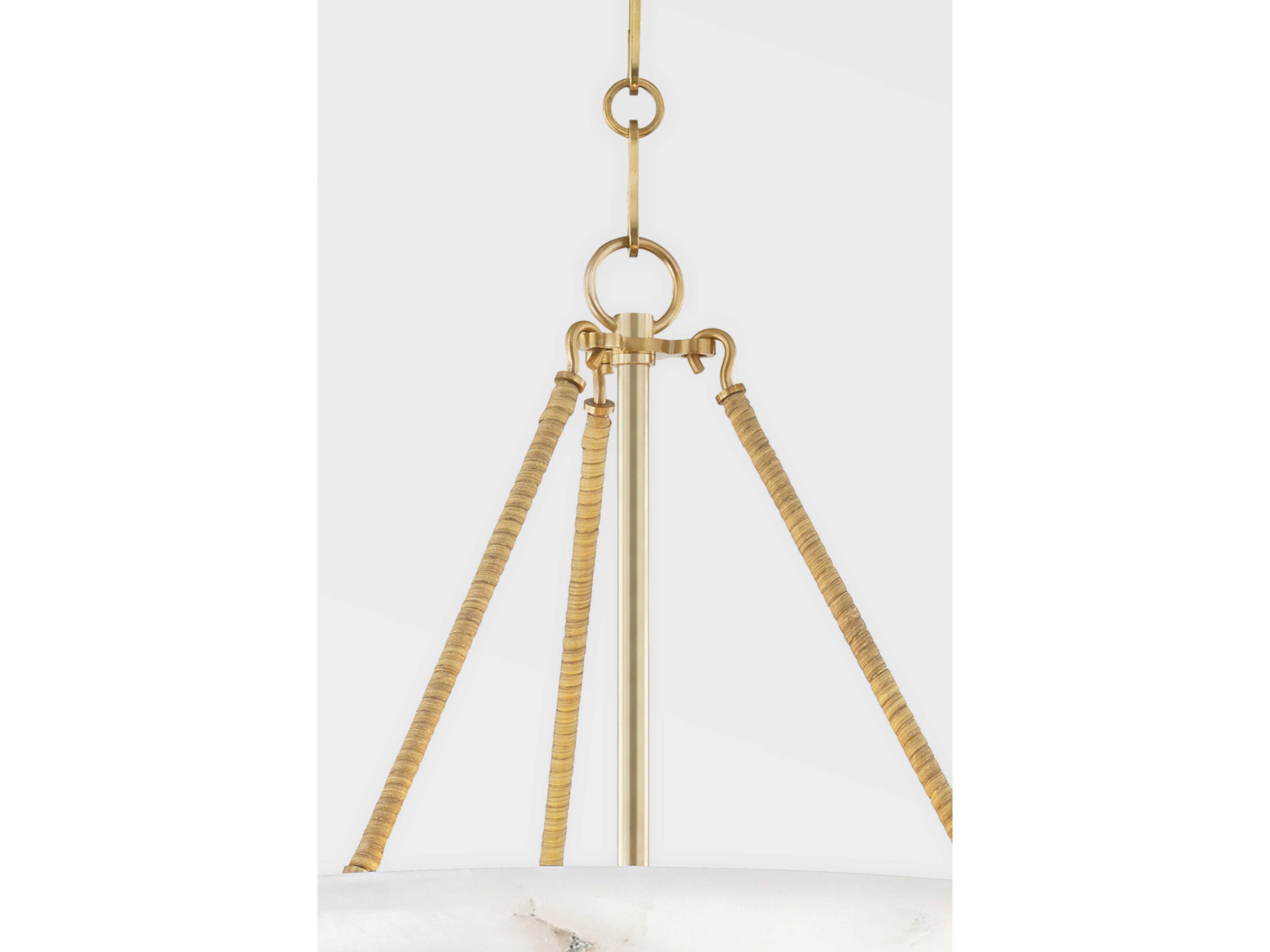 Hudson Valley Somerset 3-Light Aged Brass Alabaster Bowl Pendant