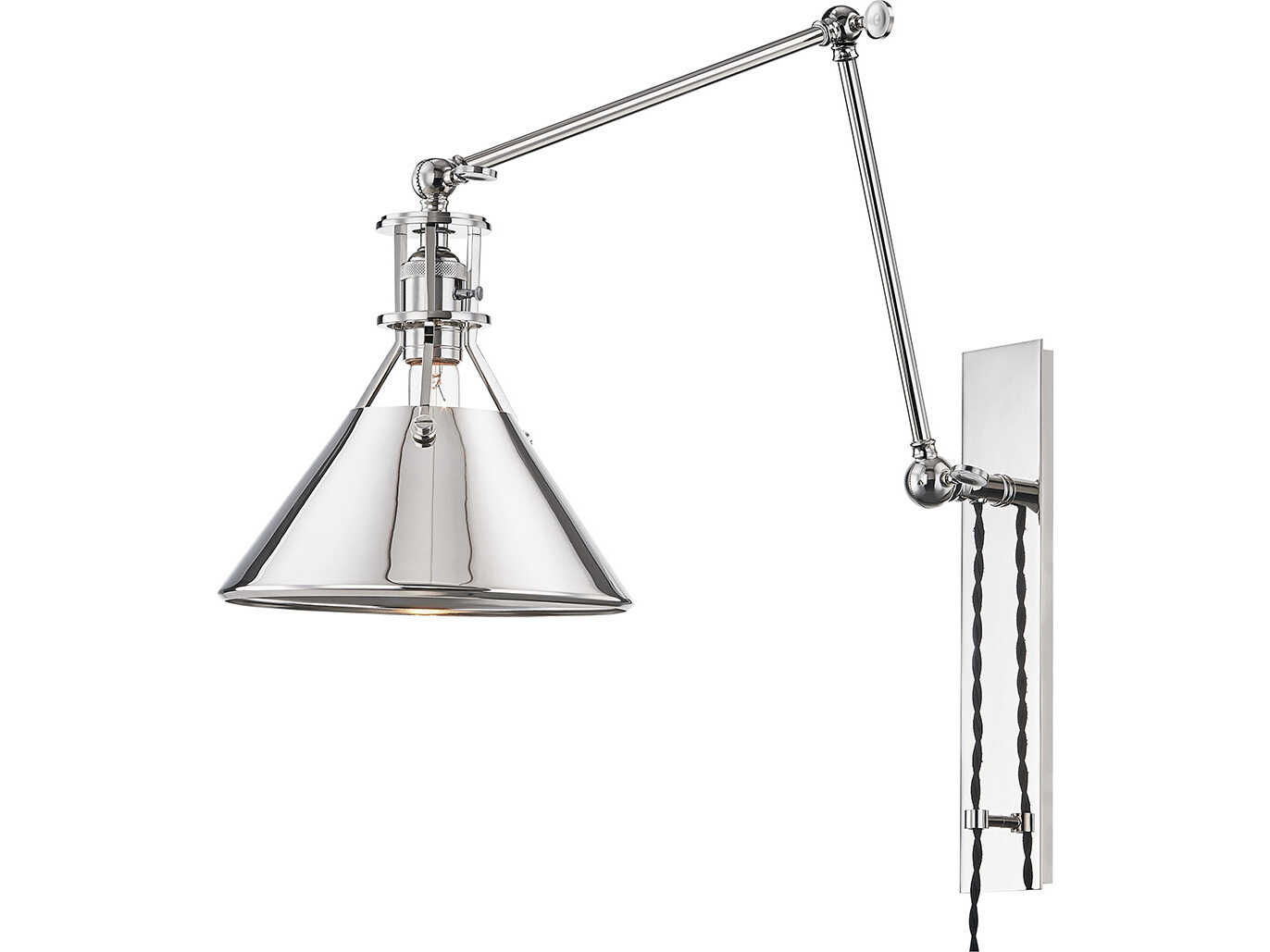 Hudson Valley Metal No. 2 1-Light Polished Nickel Swing Wall Sconce