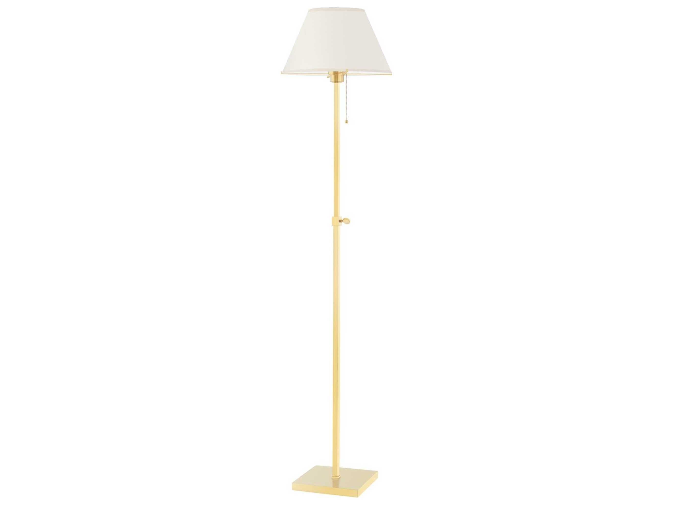 Hudson Valley Leeds Aged Brass Cream Floor Lamp