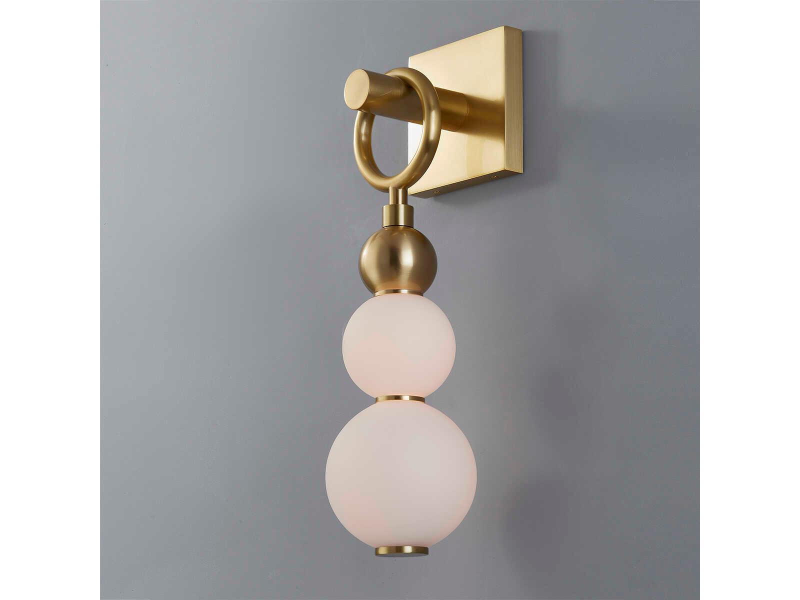 Hudson Valley Perrin 1-Light Aged Brass White Glass LED Wall Sconce