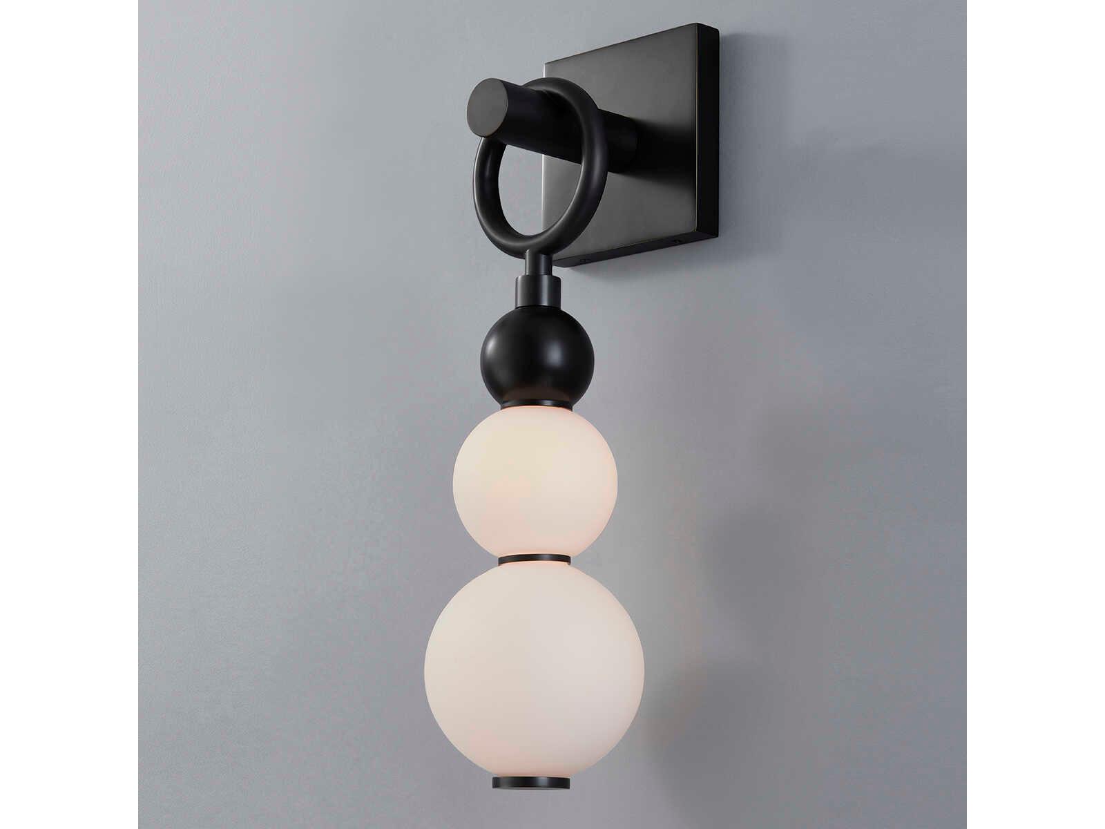 Hudson Valley Perrin 1-Light Black Brass Glass LED Wall Sconce