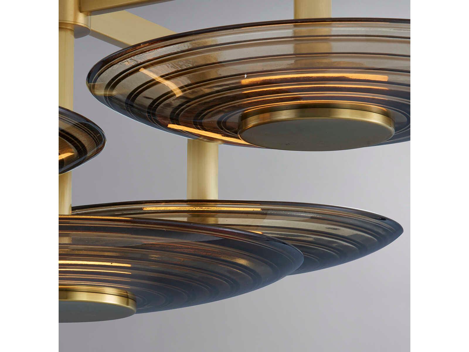 Hudson Valley Griston 5-Light Aged Brass Glass LED Round Semi Flush Mount