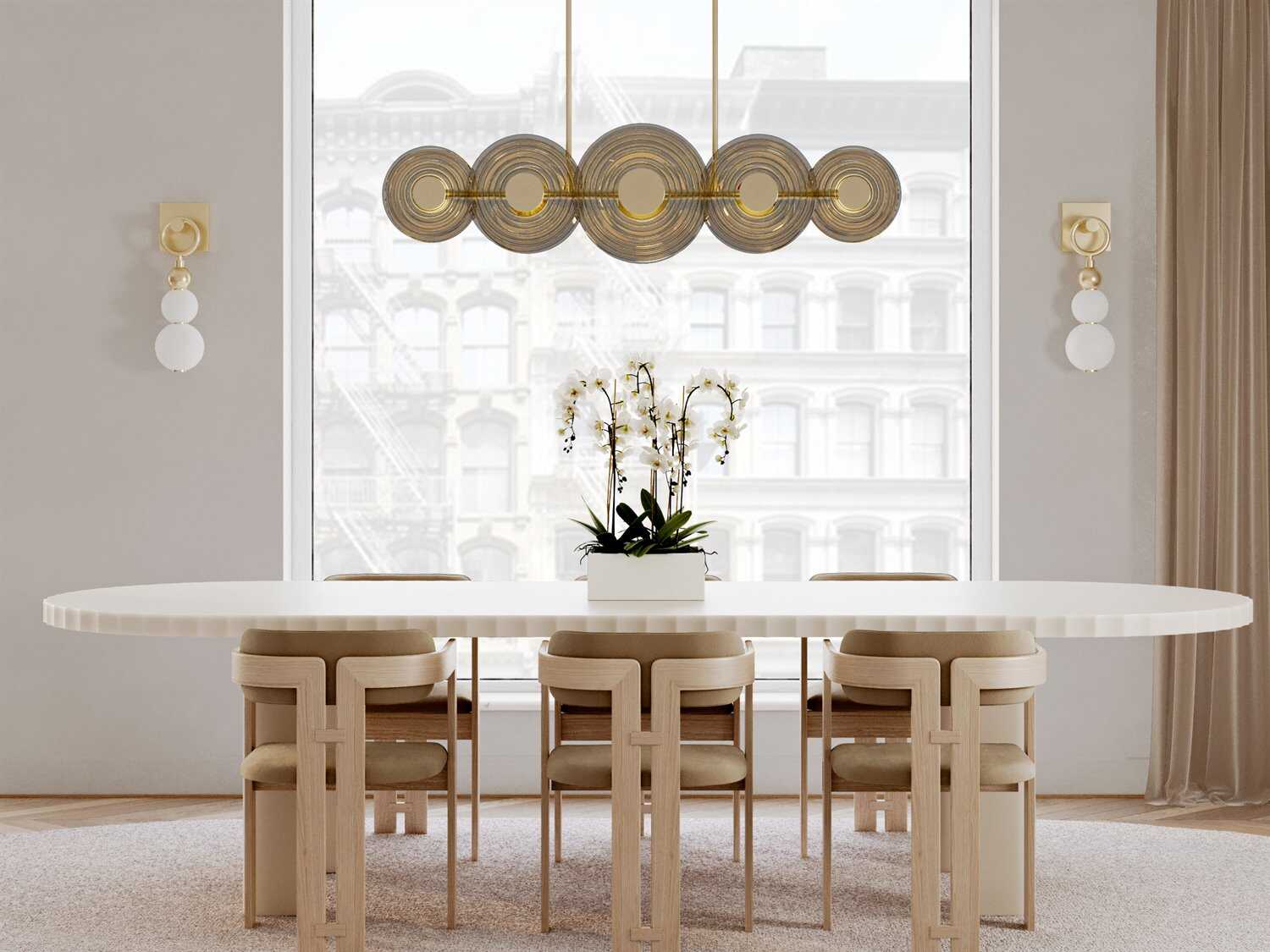 Hudson Valley Griston 10-Light Aged Brass Glass LED Round Island Pendant
