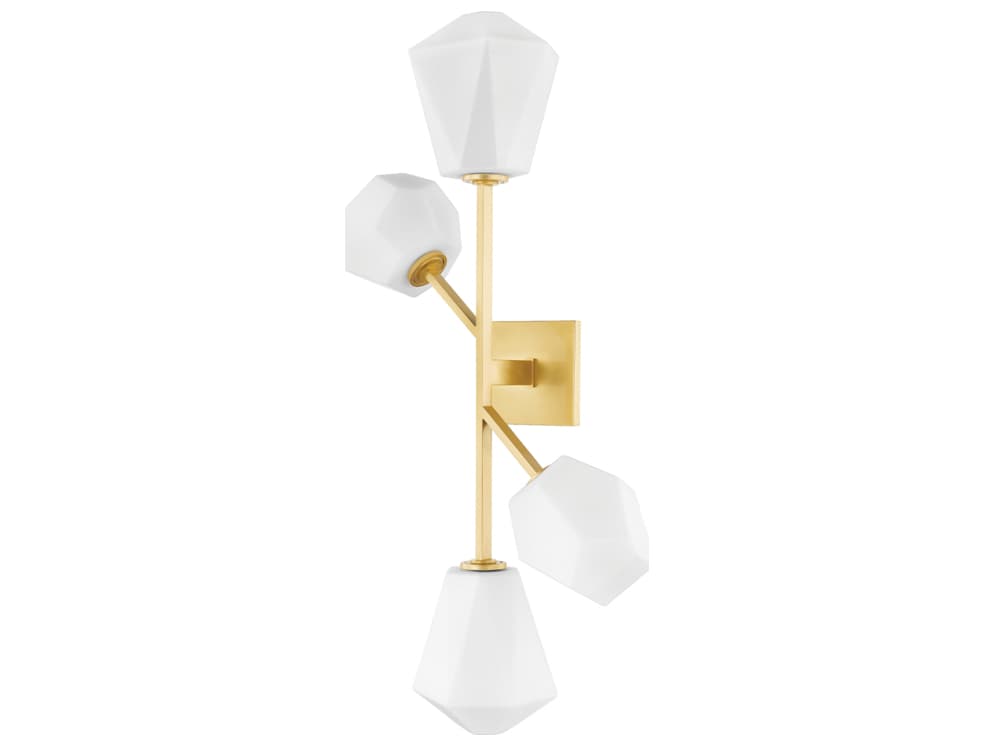 Hudson Valley Tring 4-Light Aged Brass White Glass LED Wall Sconce