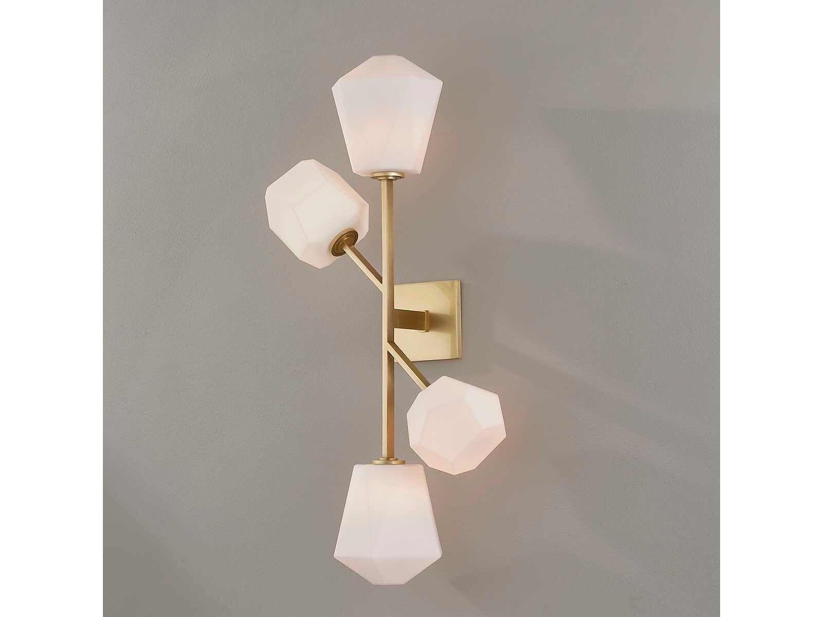 Hudson Valley Tring 4-Light Aged Brass White Glass LED Wall Sconce