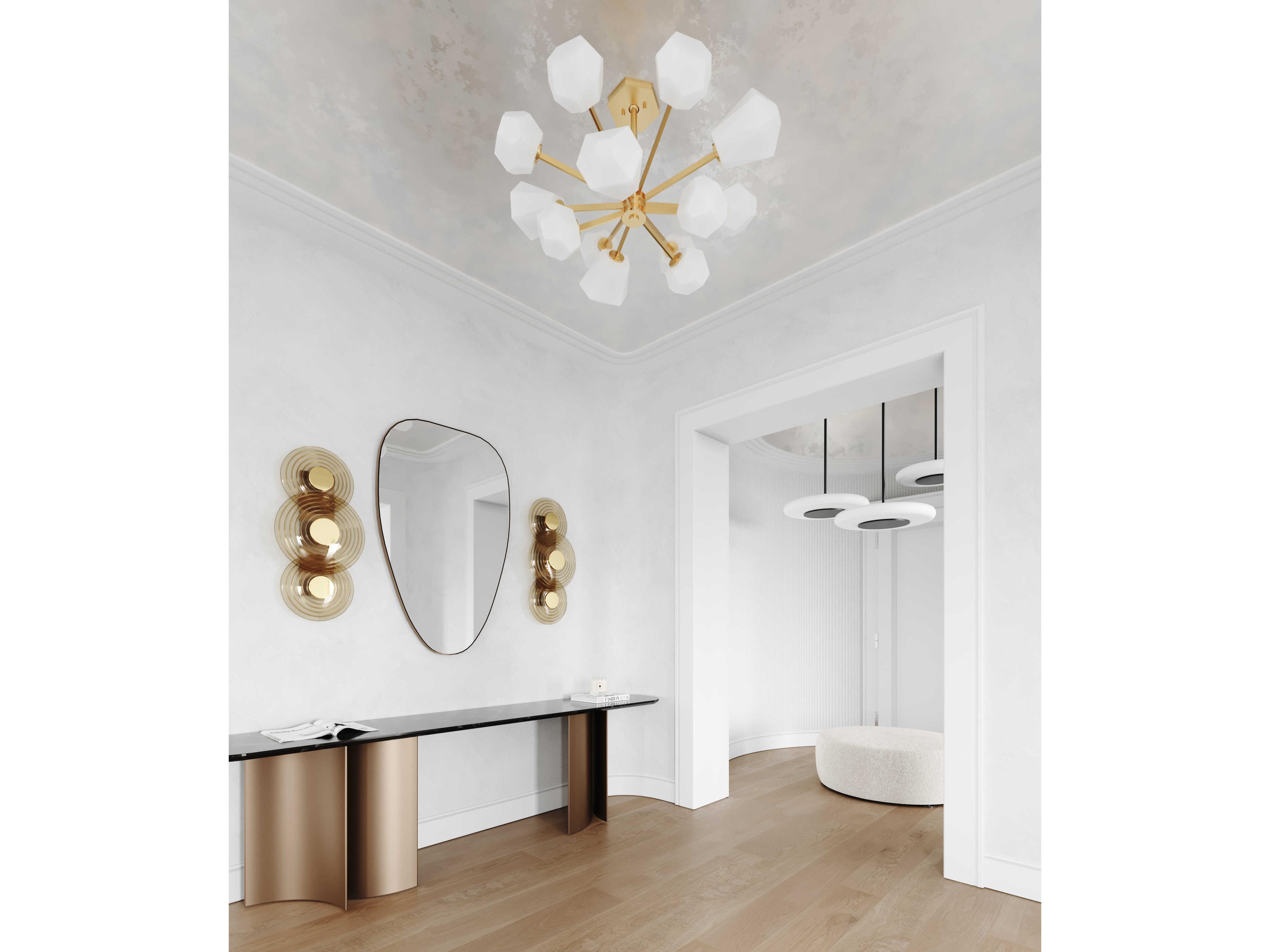 Hudson Valley Tring 13-Light Aged Brass White Glass LED Chandelier