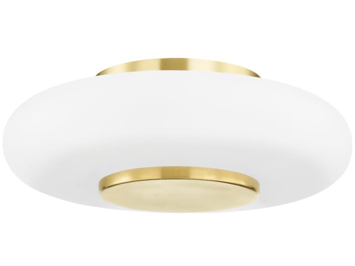 Hudson Valley Blyford 1-Light Aged Brass Glass LED Round Flush Mount