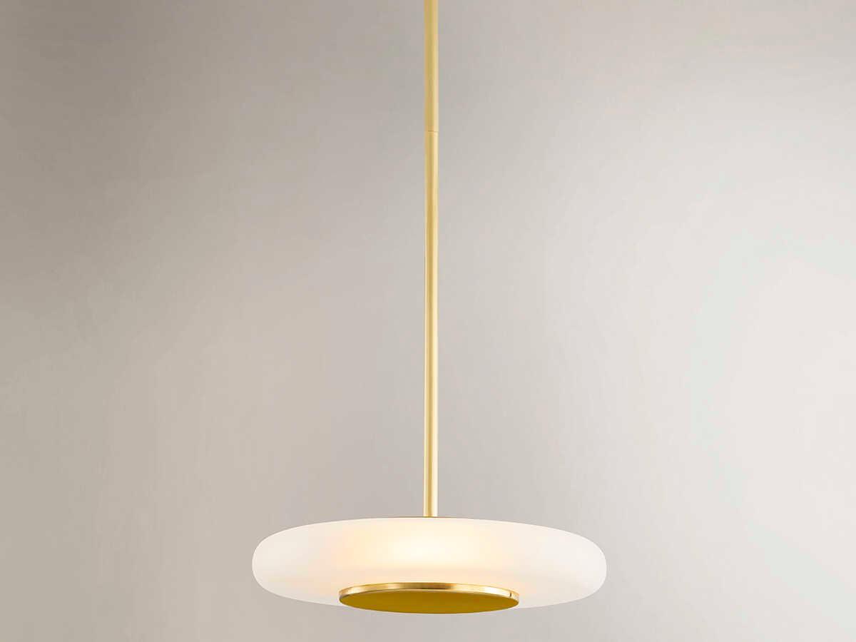 Hudson Valley Blyford 1-Light Aged Brass Glass LED Round Pendant