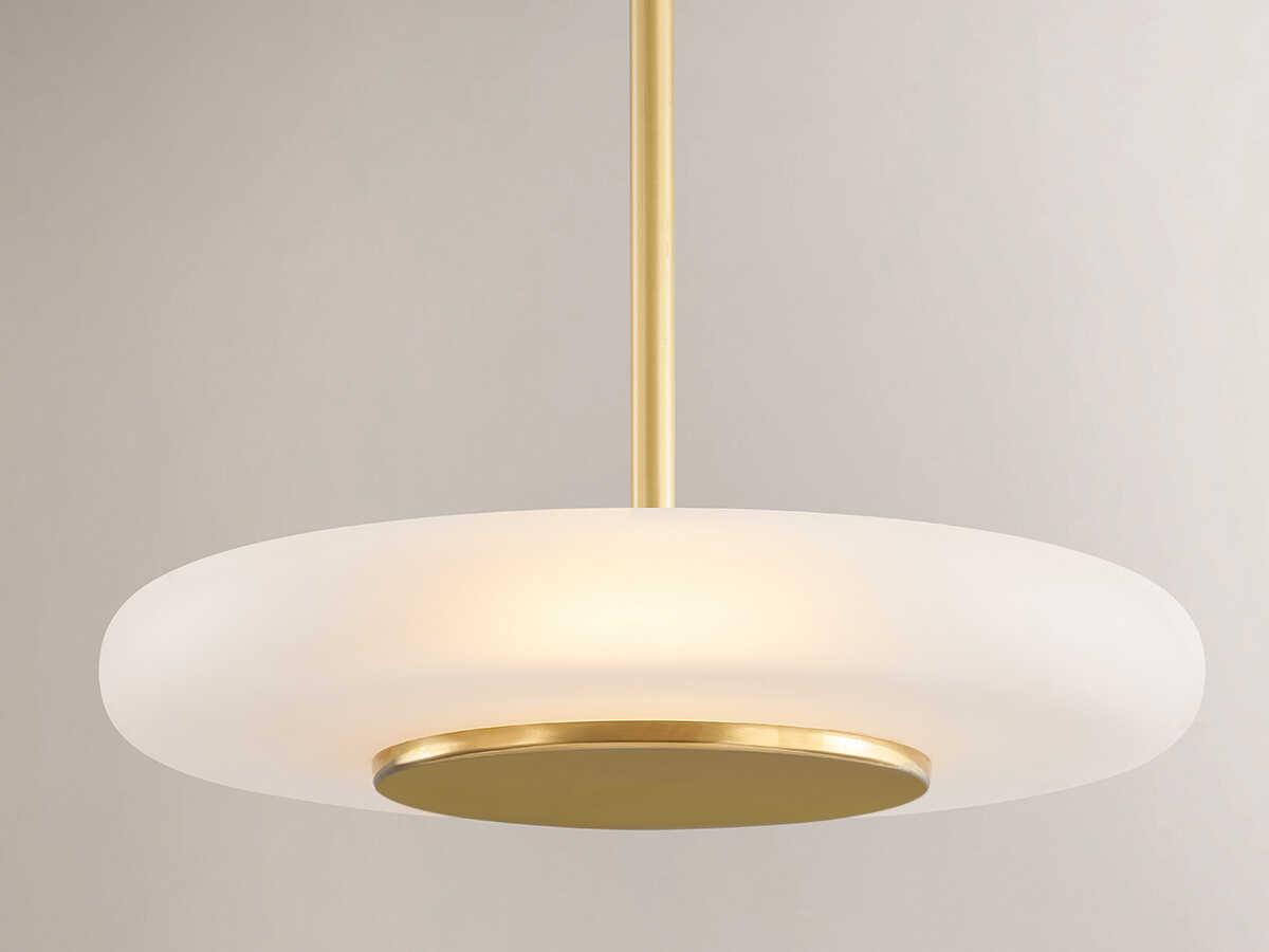 Hudson Valley Blyford 1-Light Aged Brass Glass LED Round Pendant