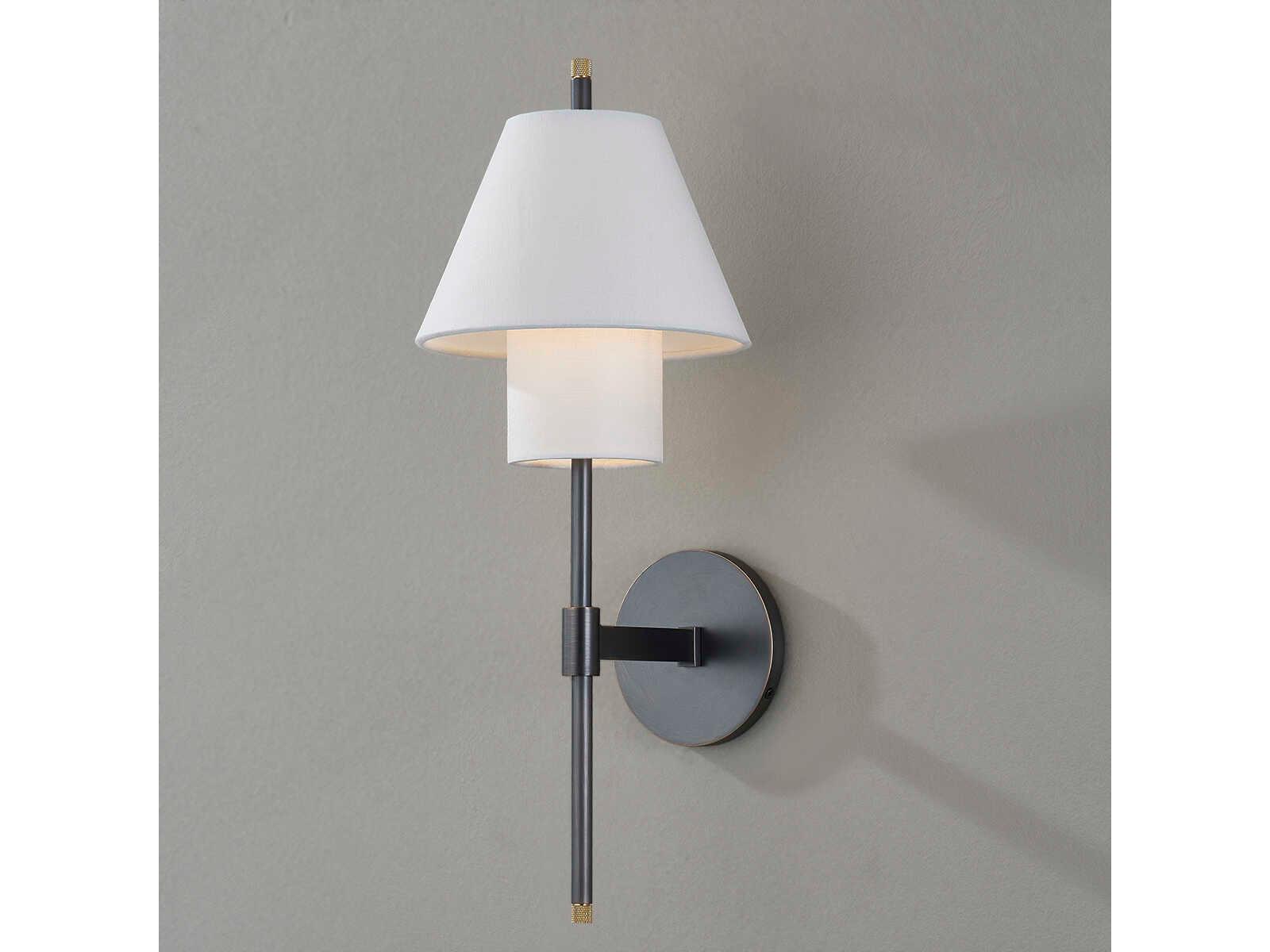 Hudson Valley Glenmoore 1-Light Aged Brass Black Wall Sconce