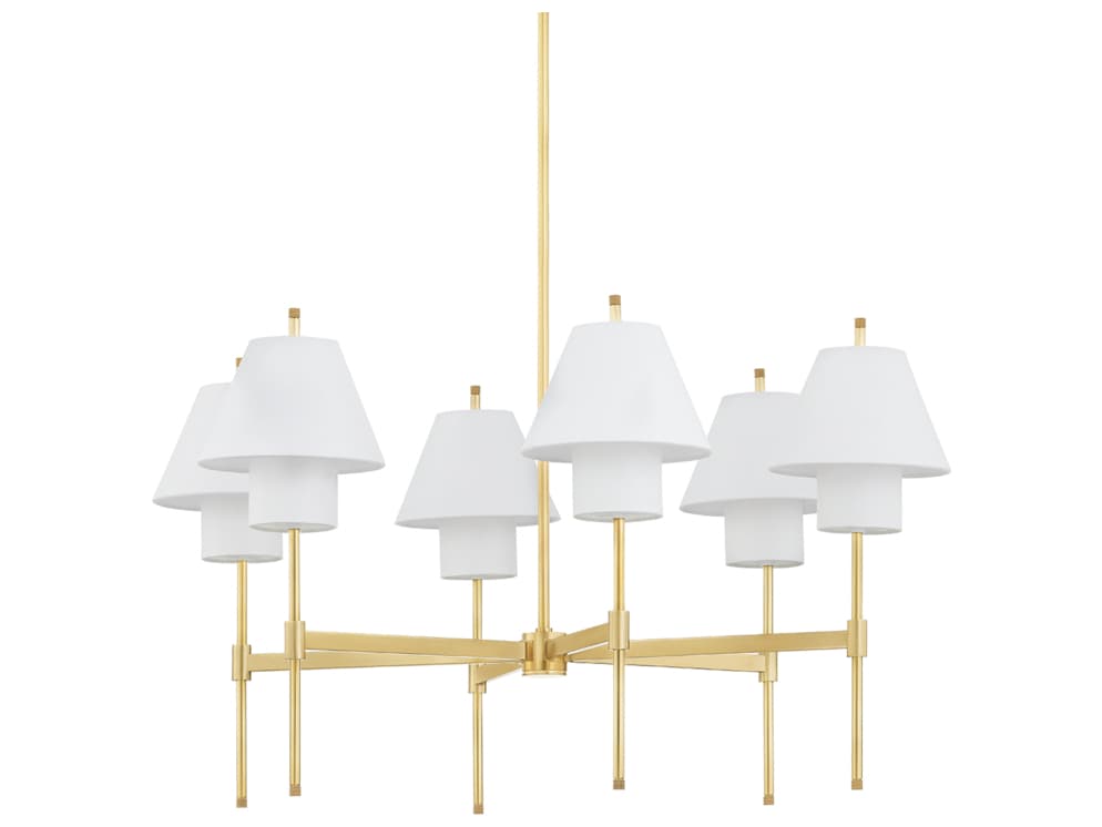 Hudson Valley Glenmoore 6-Light Aged Brass White Empire Chandelier