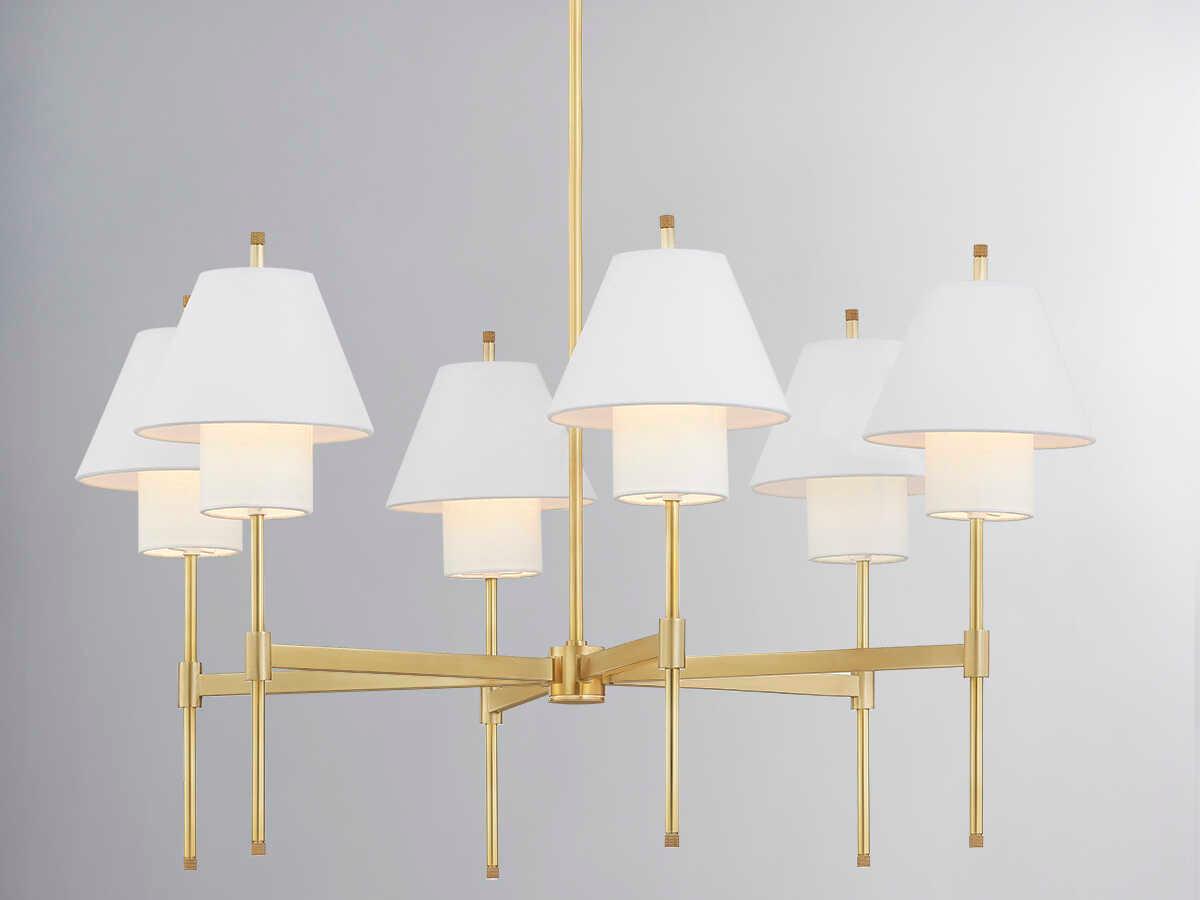 Hudson Valley Glenmoore 6-Light Aged Brass White Empire Chandelier