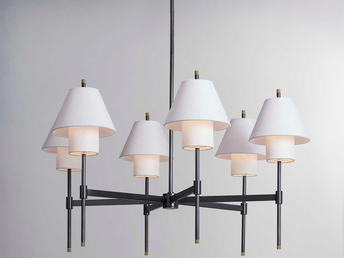 Hudson Valley Glenmoore 6-Light Aged Brass Black Empire Chandelier