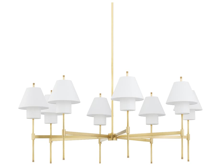 Hudson Valley Glenmoore 8-Light Aged Brass White Empire Chandelier