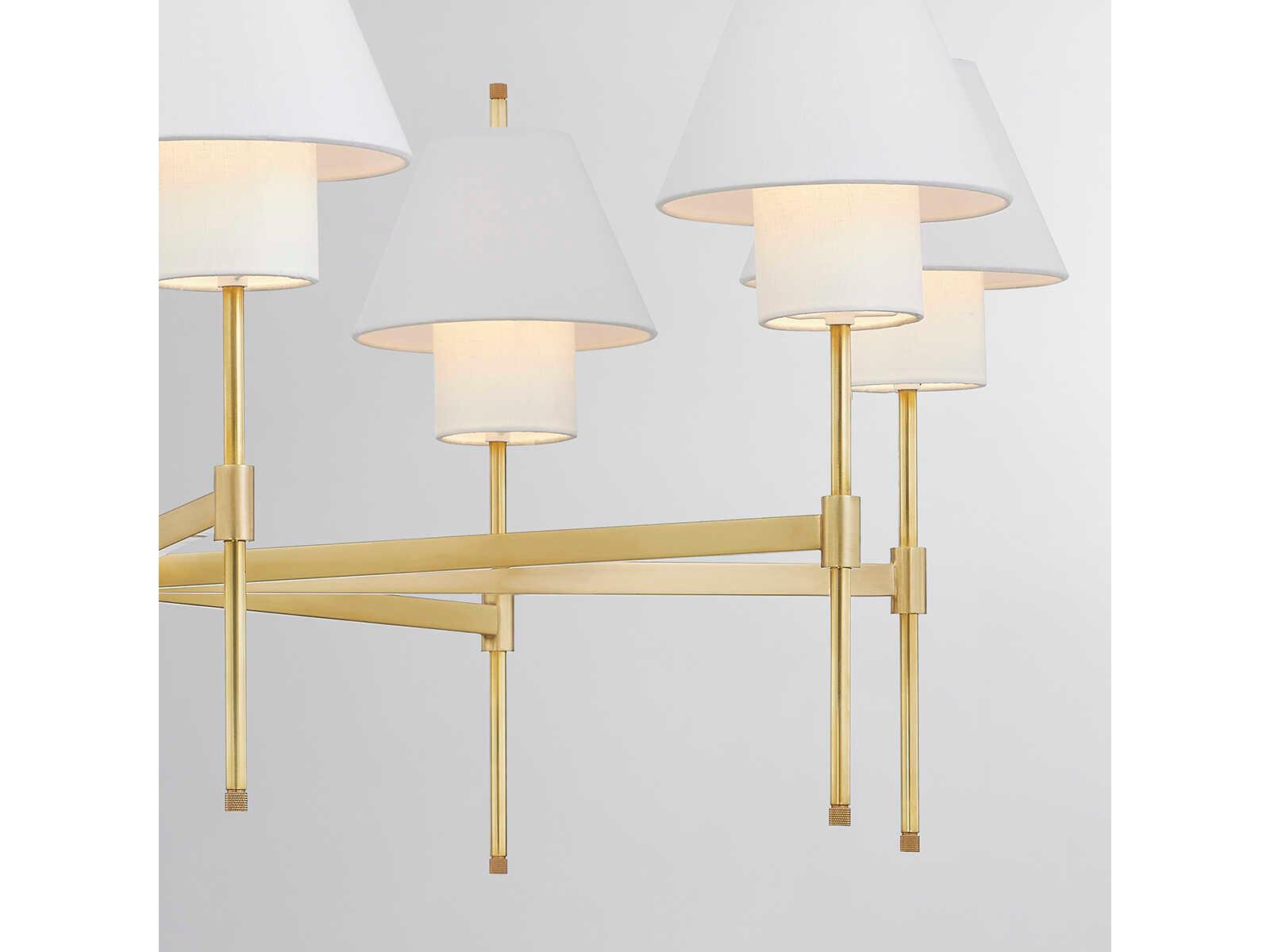 Hudson Valley Glenmoore 8-Light Aged Brass White Empire Chandelier