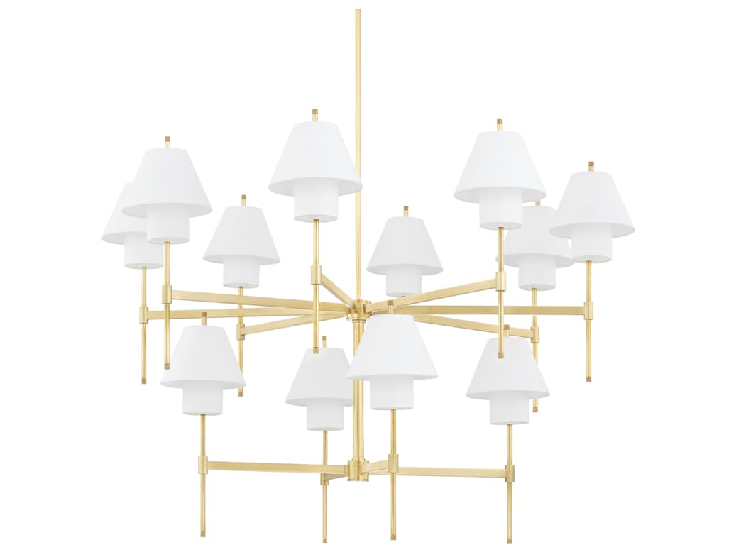Hudson Valley Glenmoore 12-Light Aged Brass White Empire Tiered Chandelier