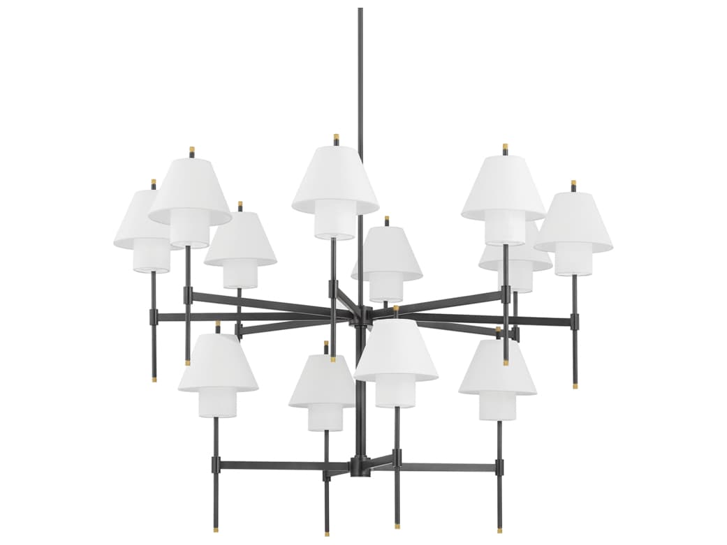 Hudson Valley Glenmoore 12-Light Aged Brass Black Empire Tiered Chandelier