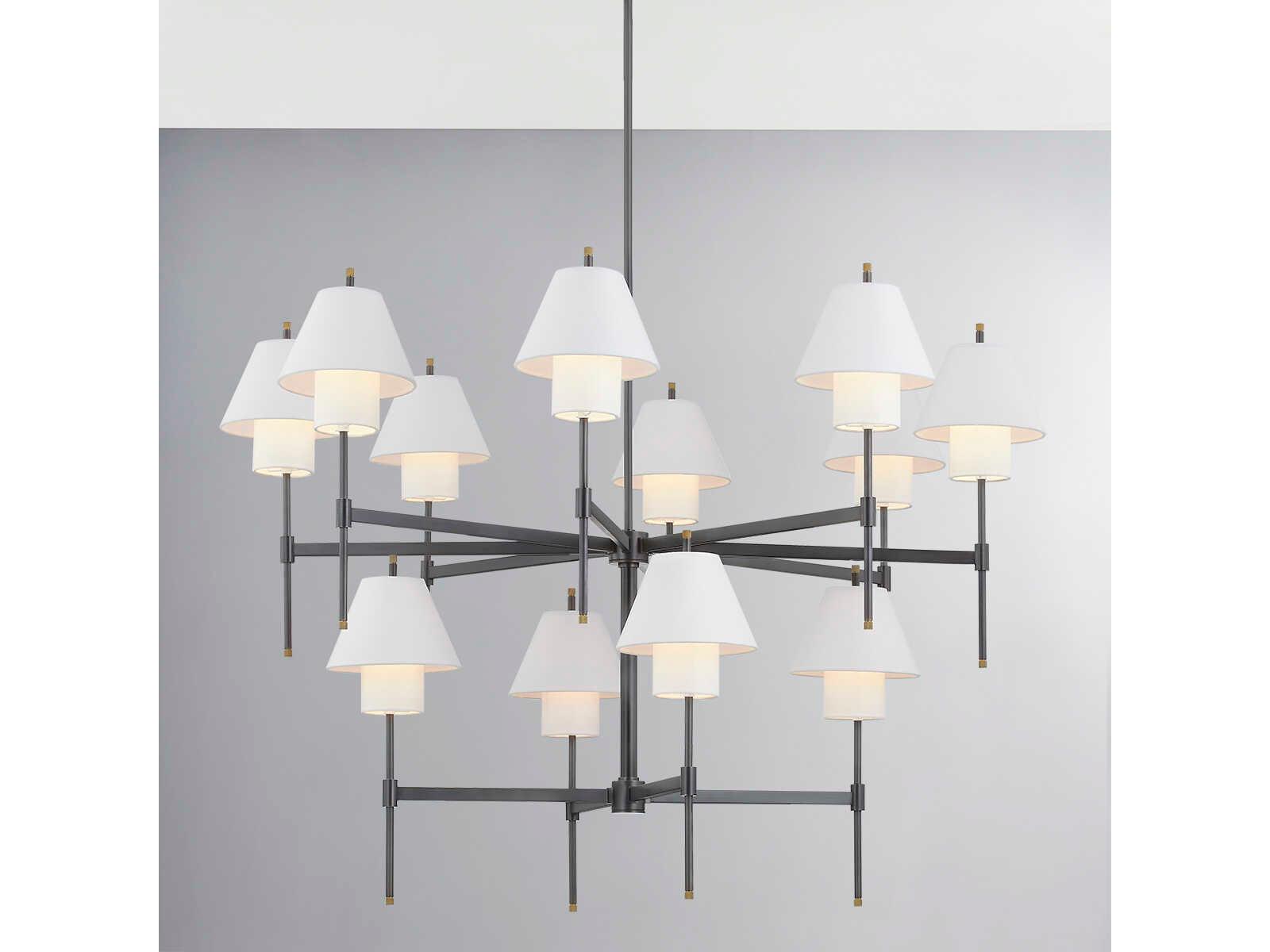 Hudson Valley Glenmoore 12-Light Aged Brass Black Empire Tiered Chandelier